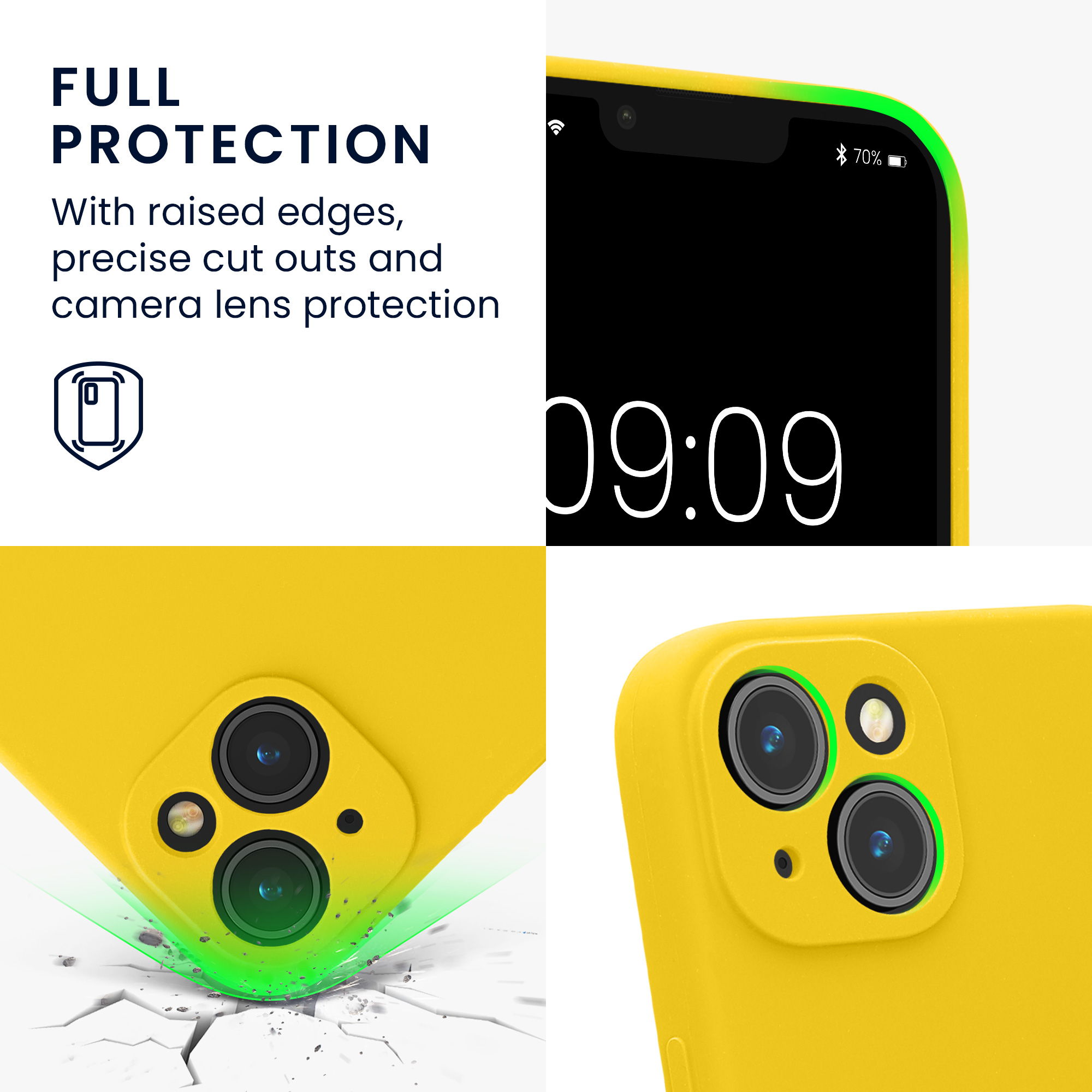 Pouzdro pro Apple iPhone 14 kwmobile tenké Soft Touch silikonové - zářivě žlutá
