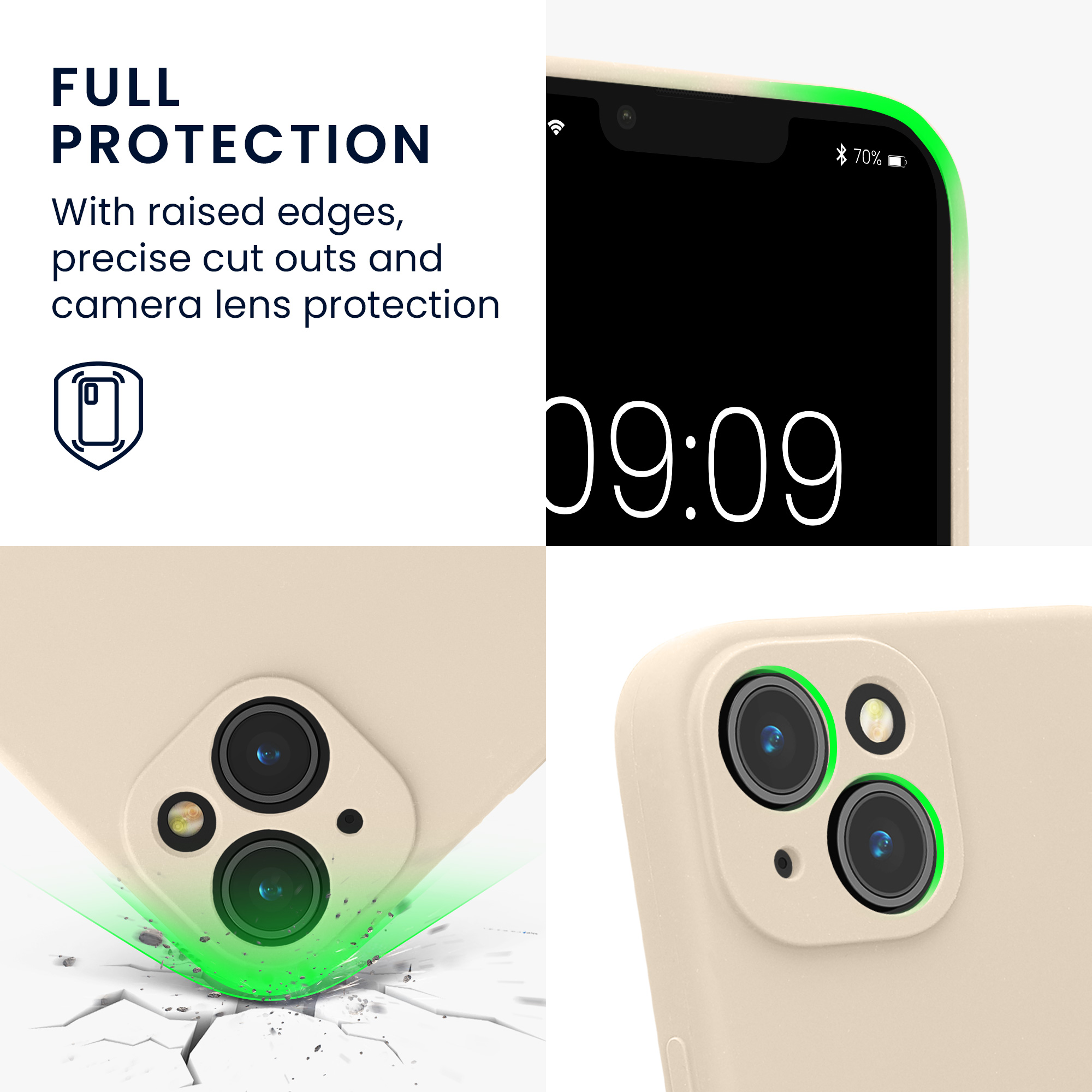 Pouzdro pro Apple iPhone 14 kwmobile tenké Soft Touch silikonové - krémová