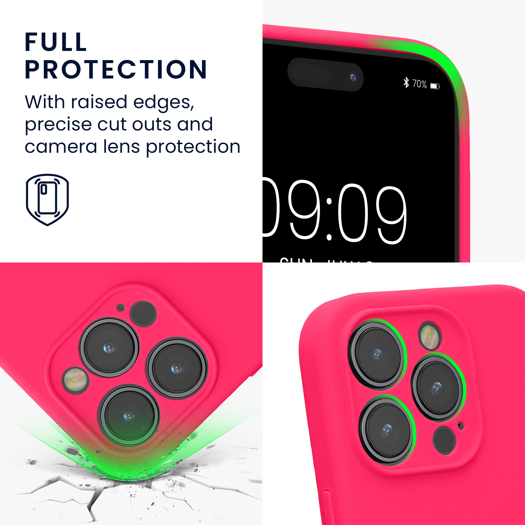 Kryt kwmobile slim soft-touch iPhone 14 Pro neonově růžová