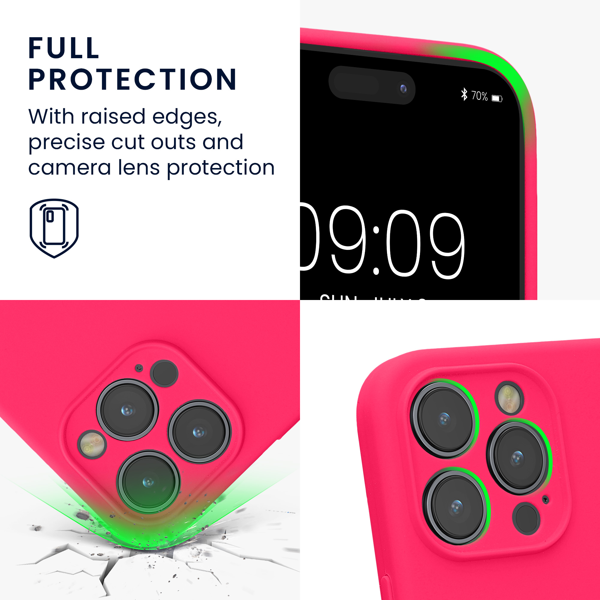 Kryt kwmobile slim soft-touch iPhone 14 Pro Max neonově růžová