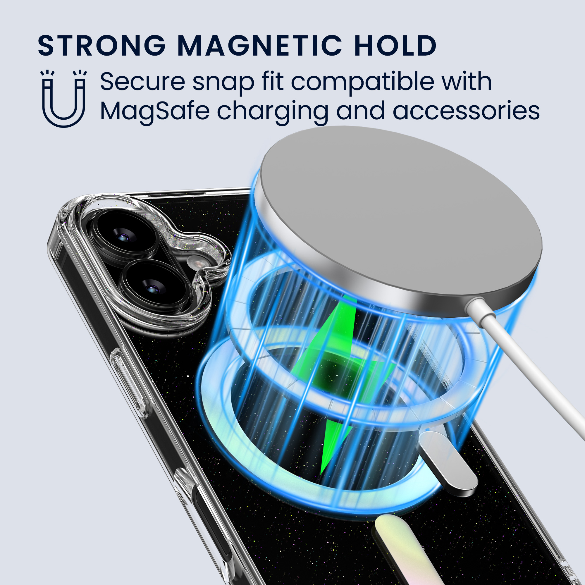 Magnetický kryt na mobil MagSafe Apple iPhone 16 kwmobile - třpytivá