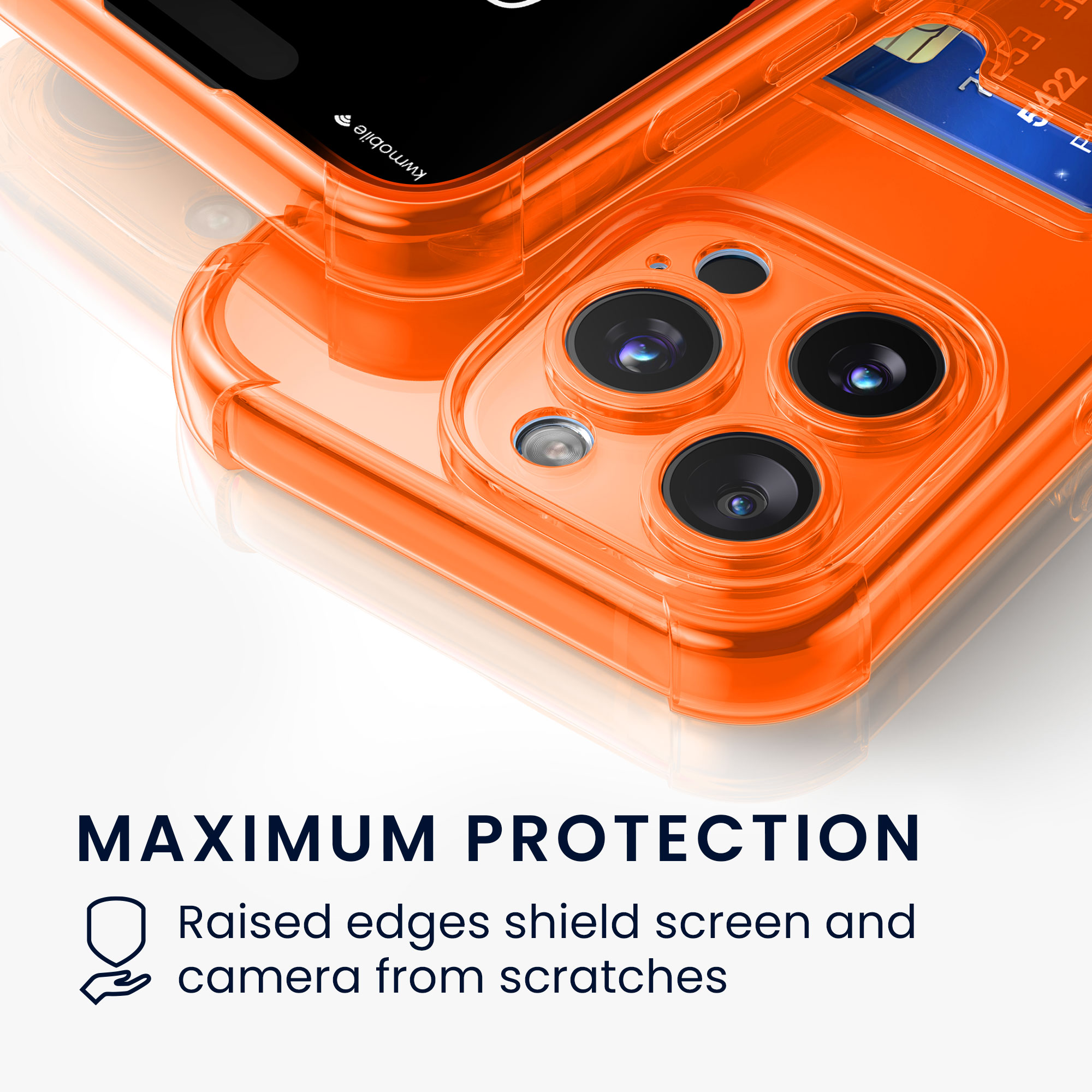 TPU pouzdro s kapsou na kartu pro Apple iPhone 15 Pro Max kwmobile kapsa na kartu - ovocná oranžová / transparentní