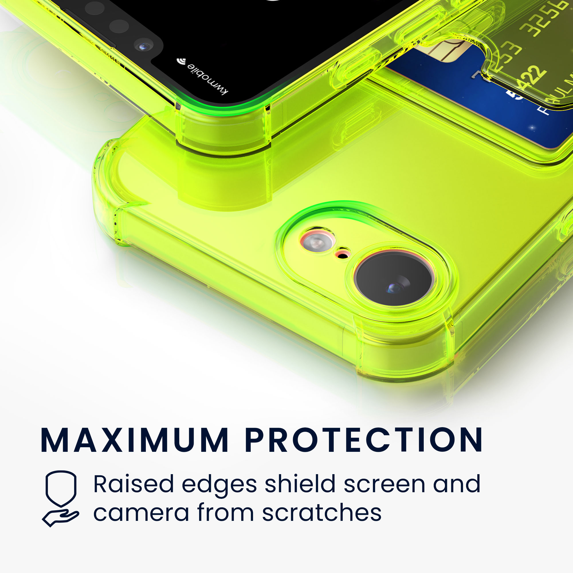 Kryt s držákem karty Kwmobile pro iPhone 17e / 16e - radiant yellow / transparent