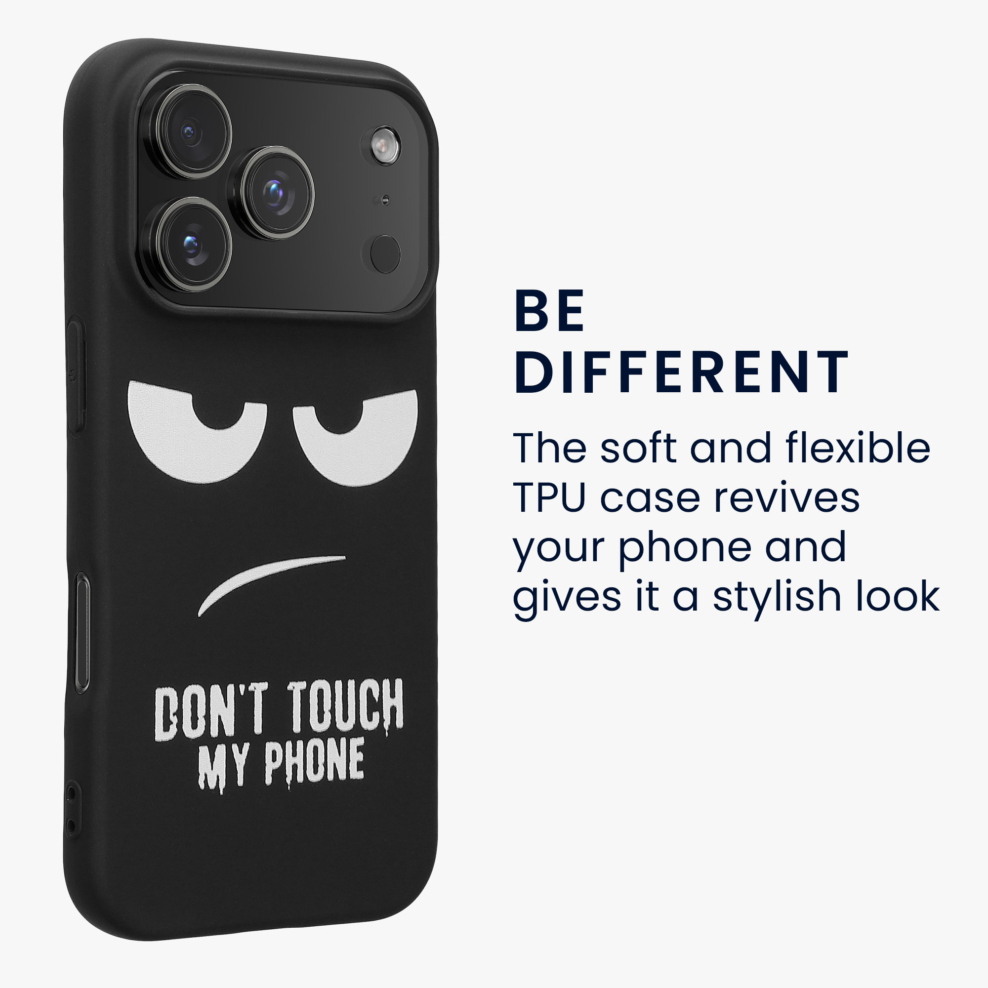TPU silikonové pouzdro pro Apple iPhone 18 Pro / iPhone 17 Pro kwmobile - bílá „nesahej na můj telefon“ / černá