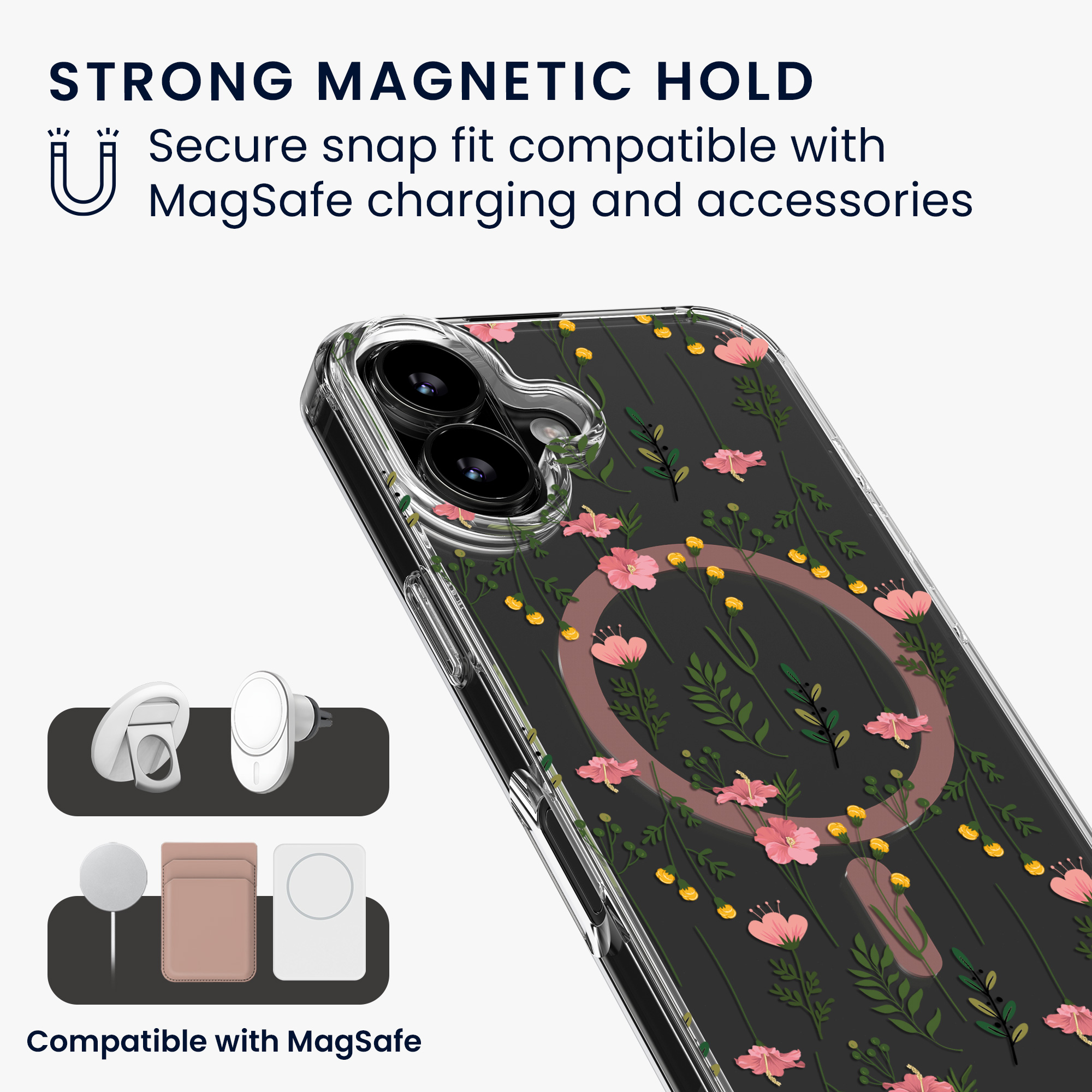 Čiré pouzdro na telefon pro Apple iPhone 17 kwmobile MagSafe TPU - motiv nenápadné polní květiny