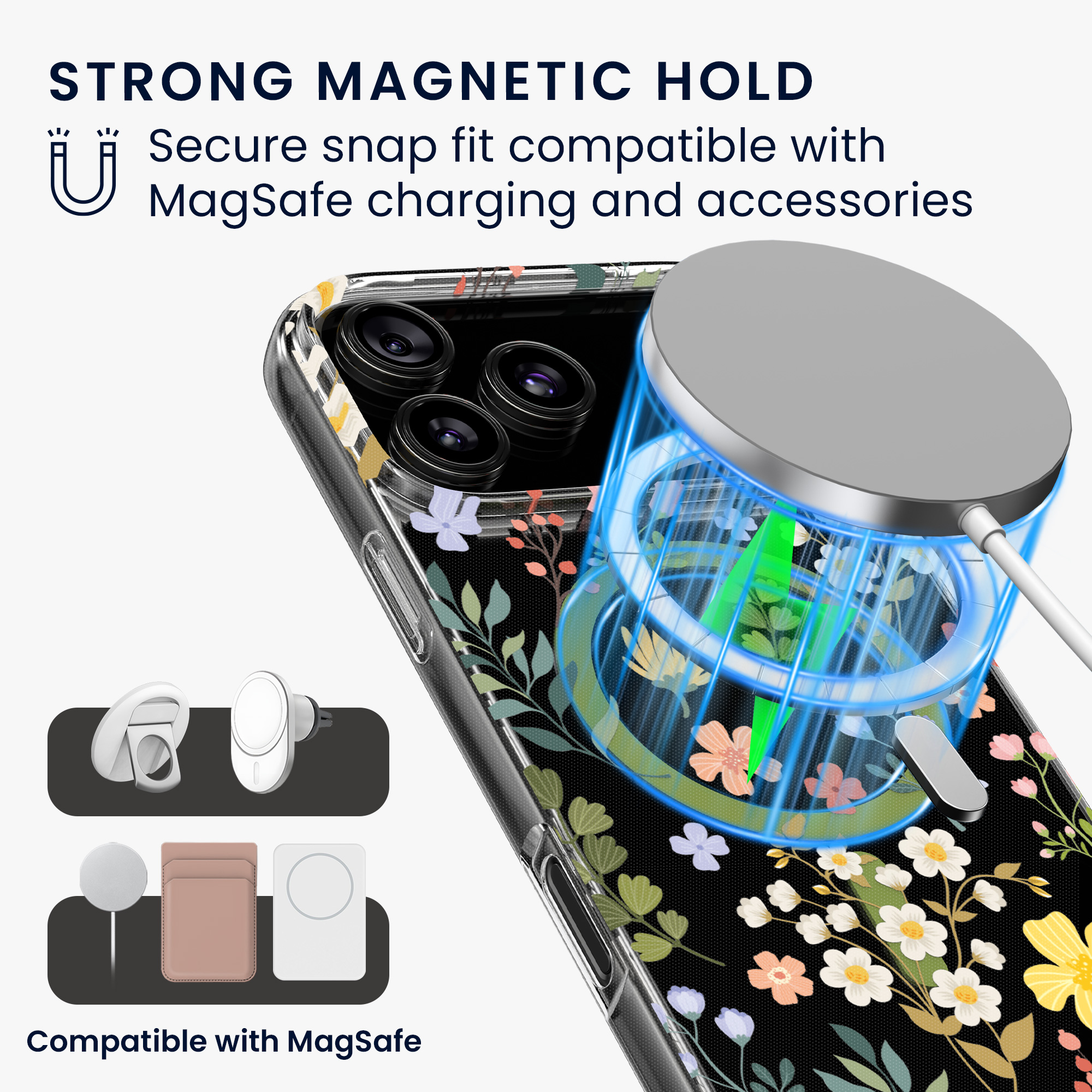 Čiré pouzdro na telefon pro Apple iPhone 18 Pro Max / iPhone 17 Pro Max kwmobile MagSafe TPU - motiv okouzlující květiny