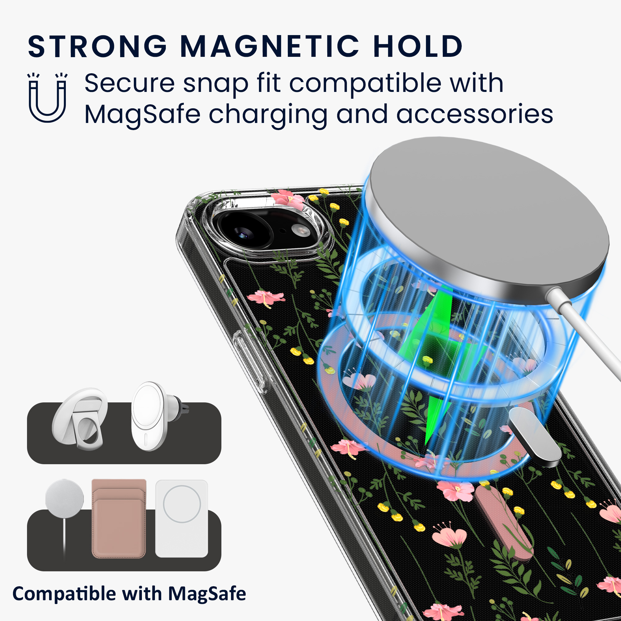 Čiré pouzdro na telefon pro Apple iPhone 17e / iPhone 16e kwmobile MagSafe TPU - motiv nenápadné polní květiny