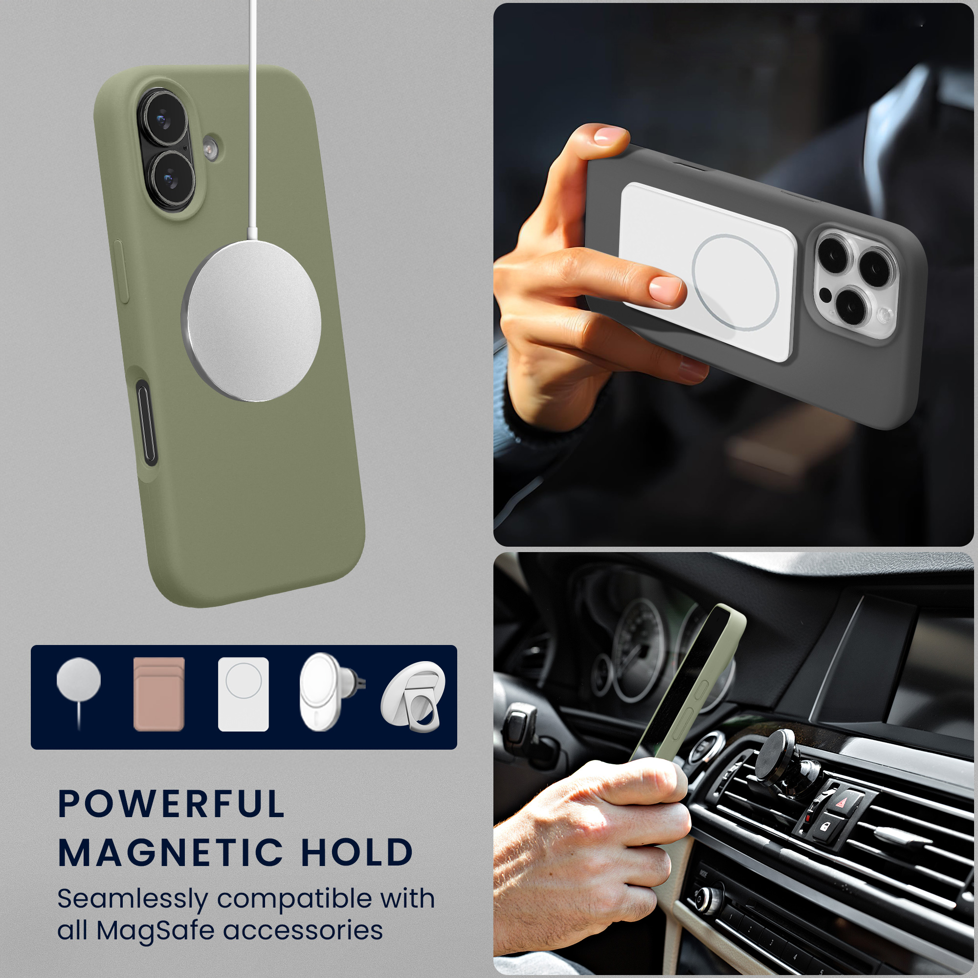 TPU silikonové pouzdro pro Apple iPhone 17 kwmobile MagSafe - šedozelená