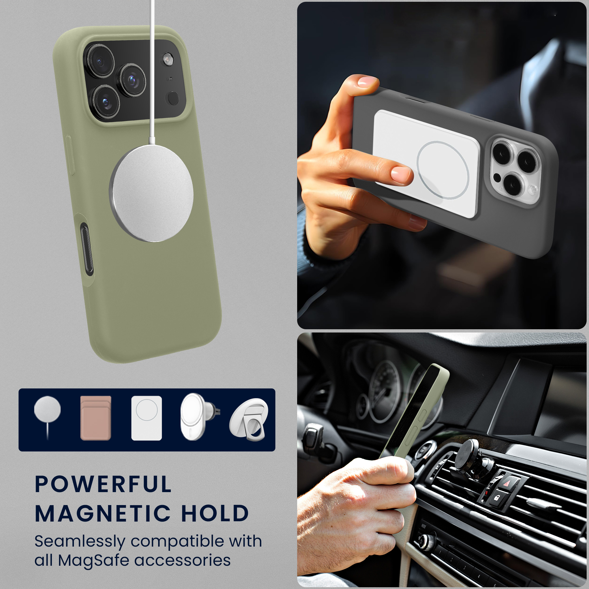 TPU silikonové pouzdro pro Apple iPhone 18 Pro Max / iPhone 17 Pro Max kwmobile MagSafe - šedozelená