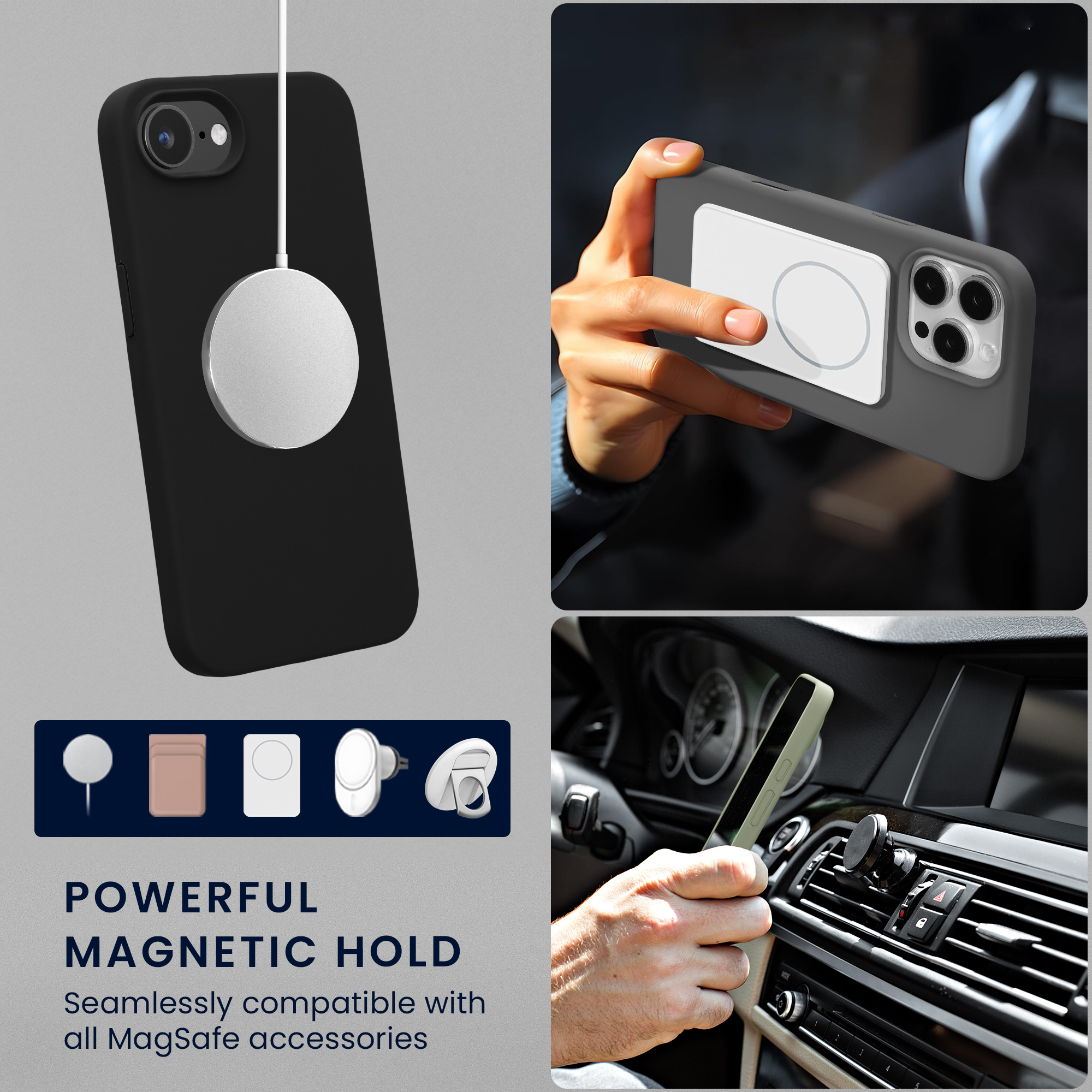 TPU silikonové pouzdro pro Apple iPhone 17e / iPhone 16e kwmobile MagSafe - černá