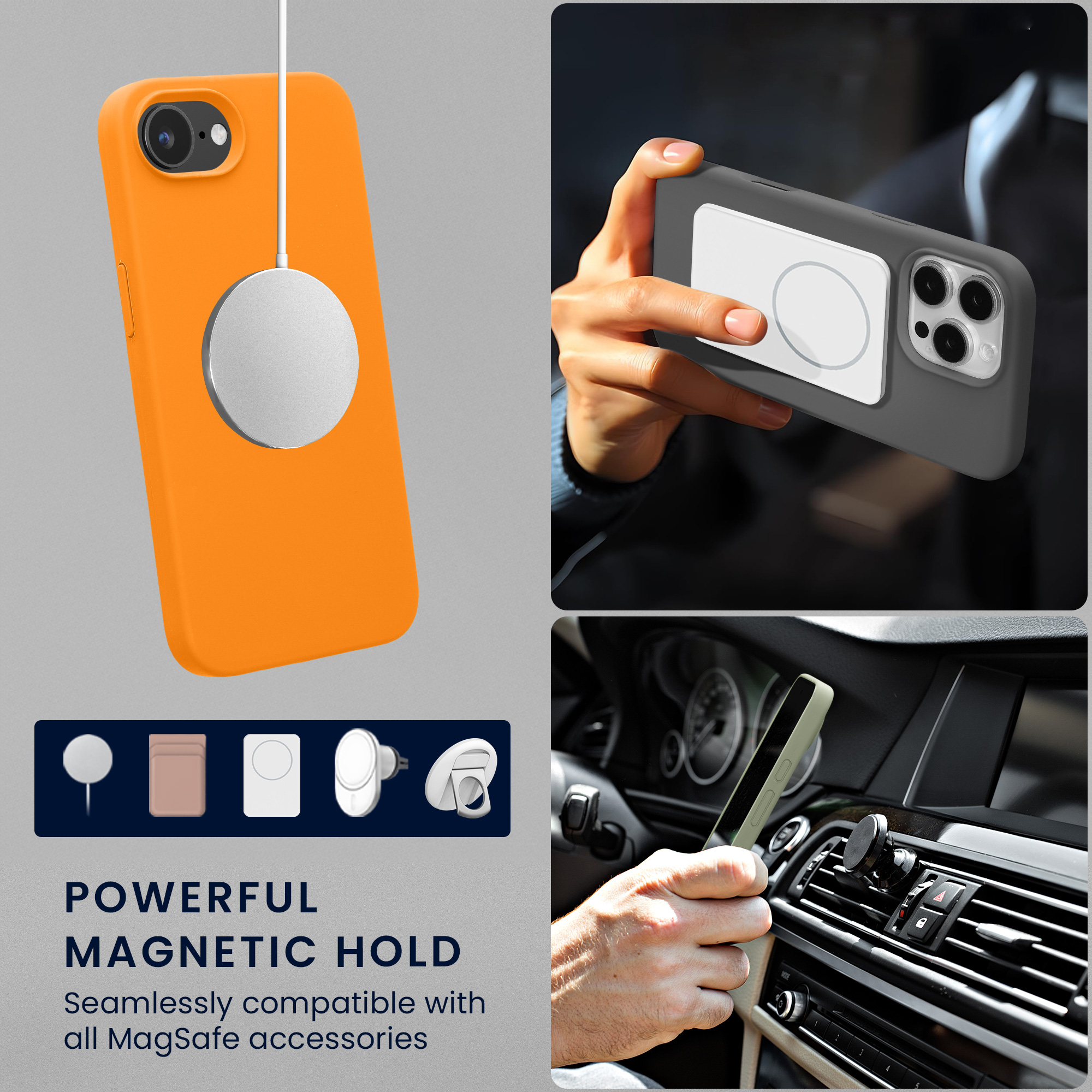TPU silikonové pouzdro pro Apple iPhone 17e / iPhone 16e kwmobile MagSafe - ovocná oranžová