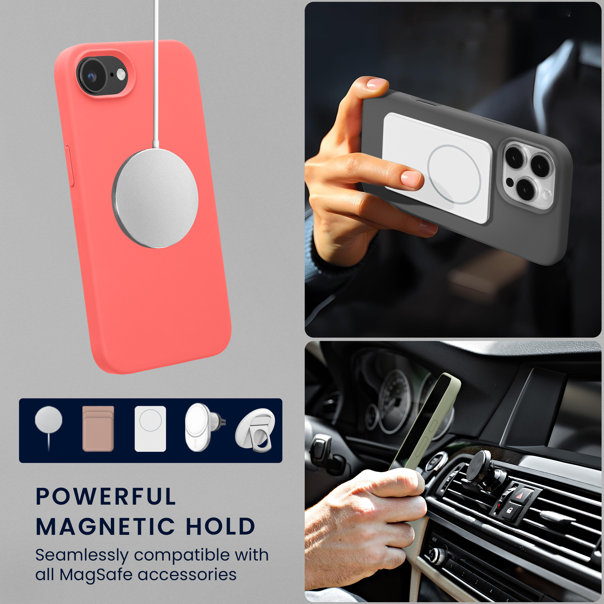 TPU silikonové pouzdro pro Apple iPhone 17e / iPhone 16e kwmobile MagSafe - neonově korálová