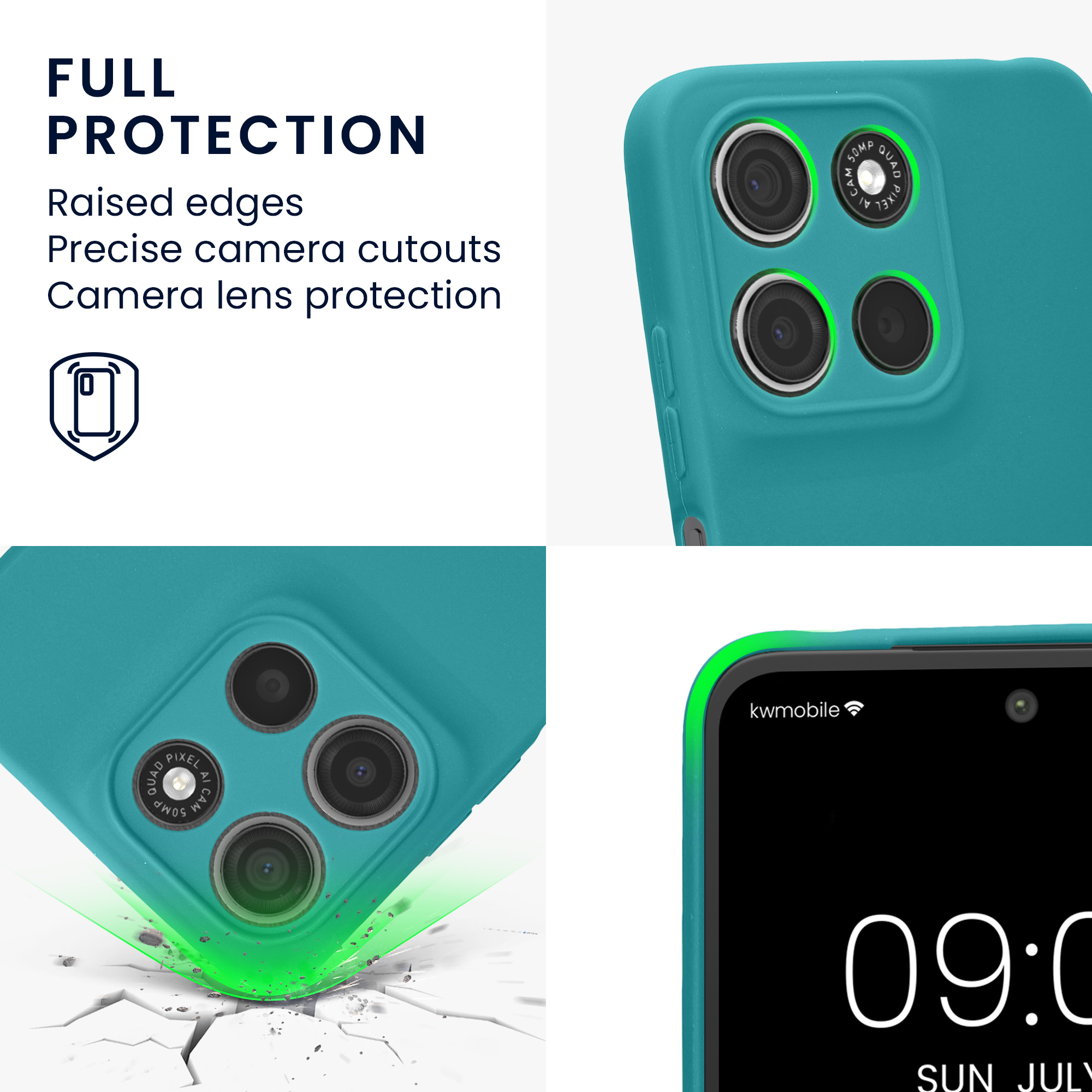 Pouzdro pro Motorola Moto G15 / G15 Power/ G17 / G17 Power kwmobile tenké TPU - matná petrolejová