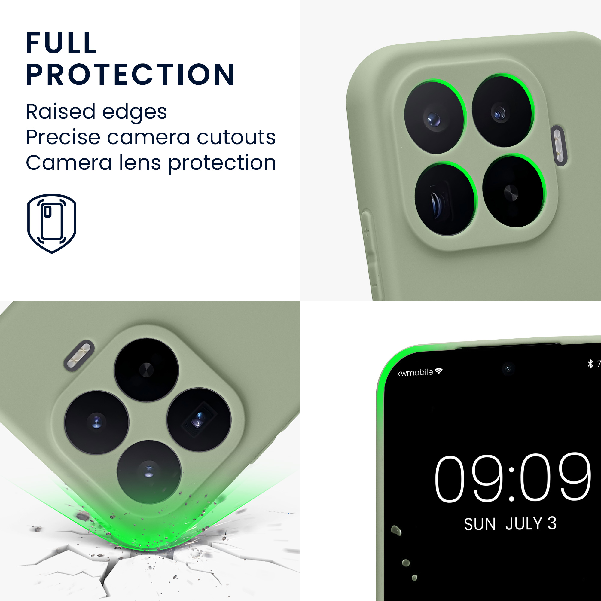 Pouzdro pro Xiaomi 17T kwmobile tenké TPU - šedozelená