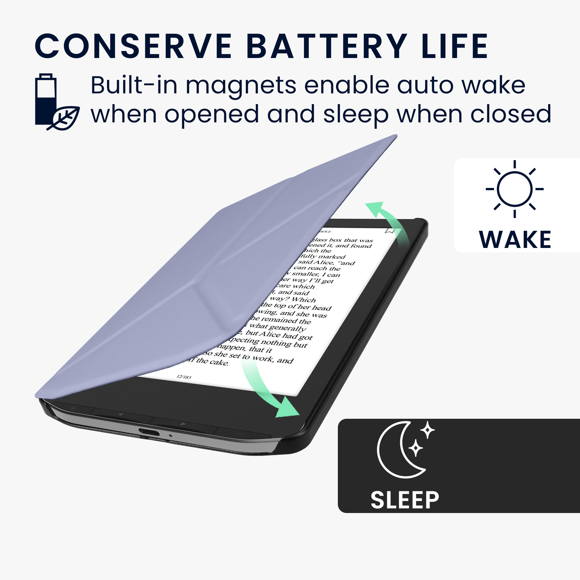 Obal pro Pocketbook Verse / Verse Lite / Verse Pro / Color / Vivlio Light/Light HD kwmobile se stojánkem tenké z eko kůže - levandulová