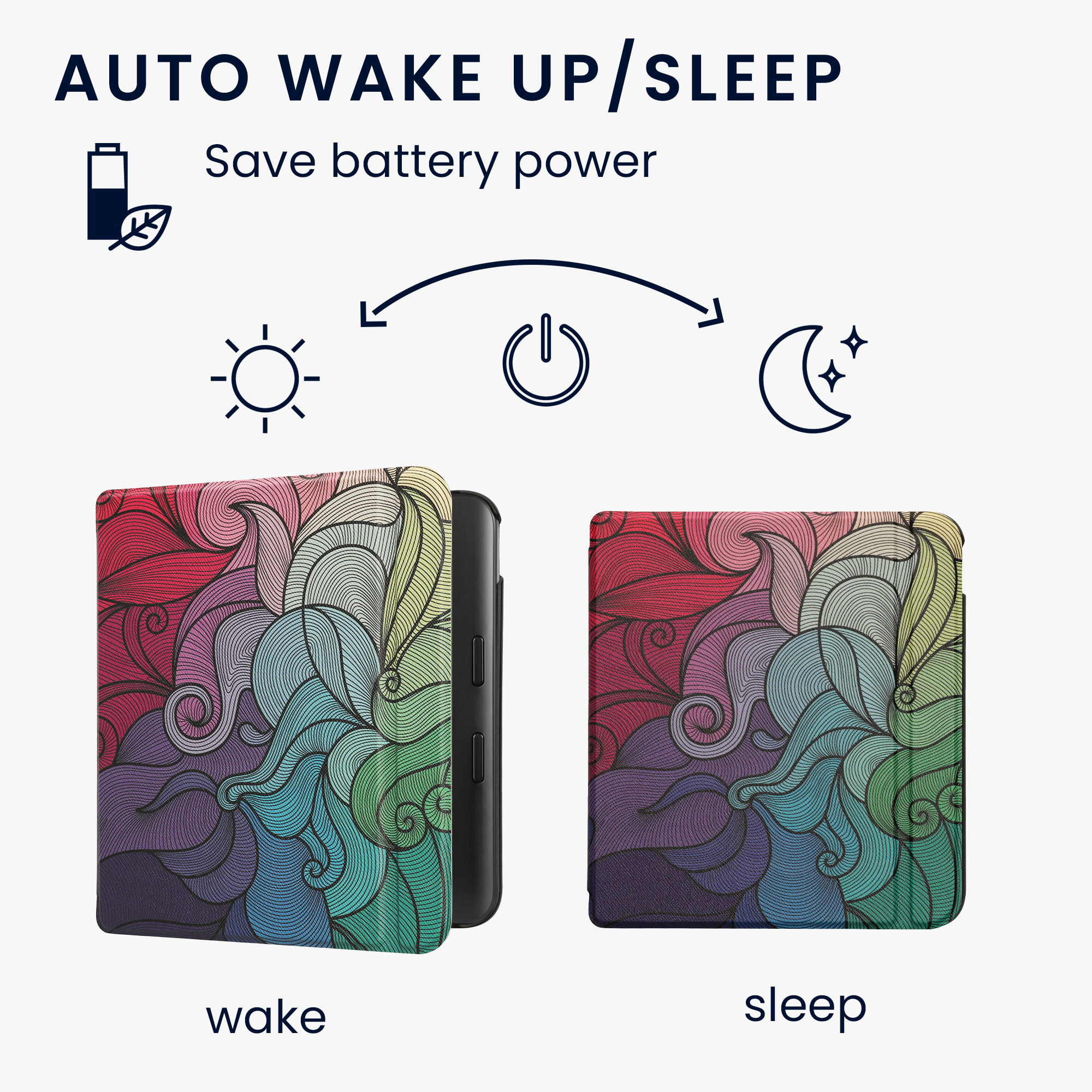kwmobile pouzdro na čtečku Kobo Libra Colour, vícebarevná with tmavě růžová / modrá / zelená