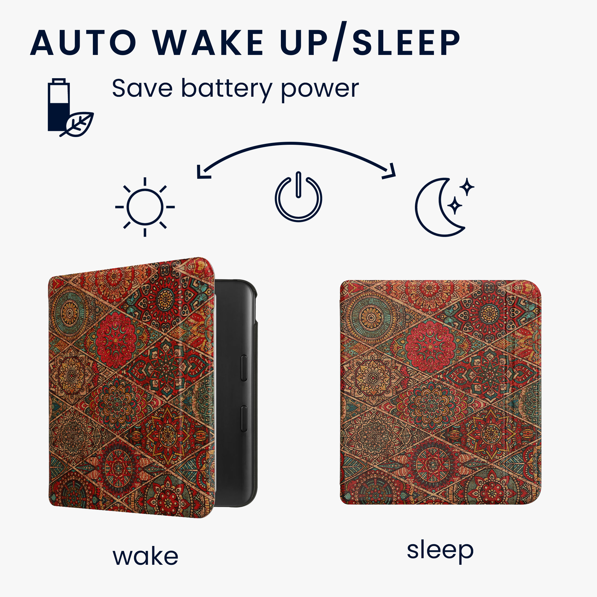 Obal pro Kobo Libra Colour kwmobile - motiv zlomky s tmavě růžová / červená / modrá