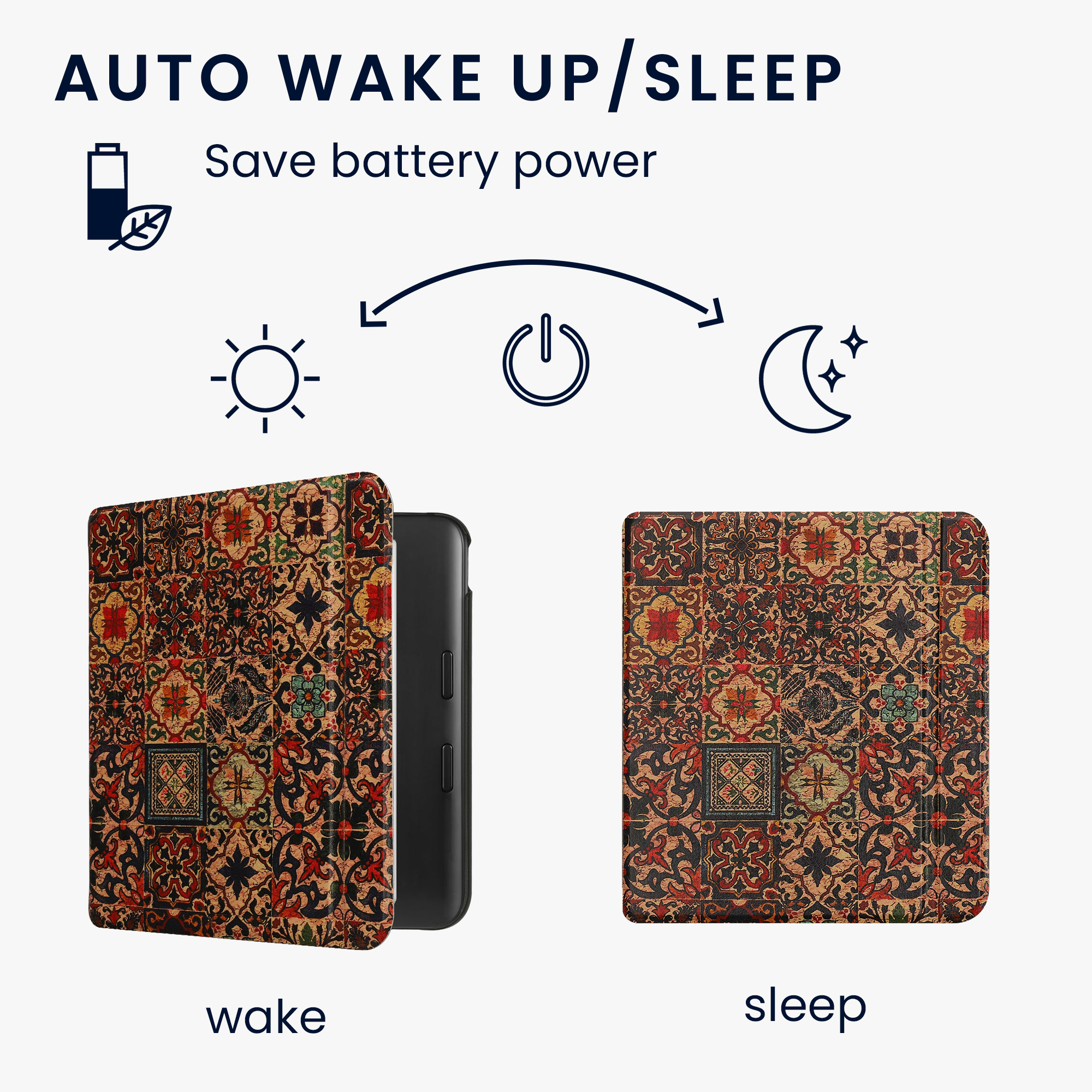 Obal pro Kobo Libra Colour kwmobile - vzor s hnědá / modrá / červená
