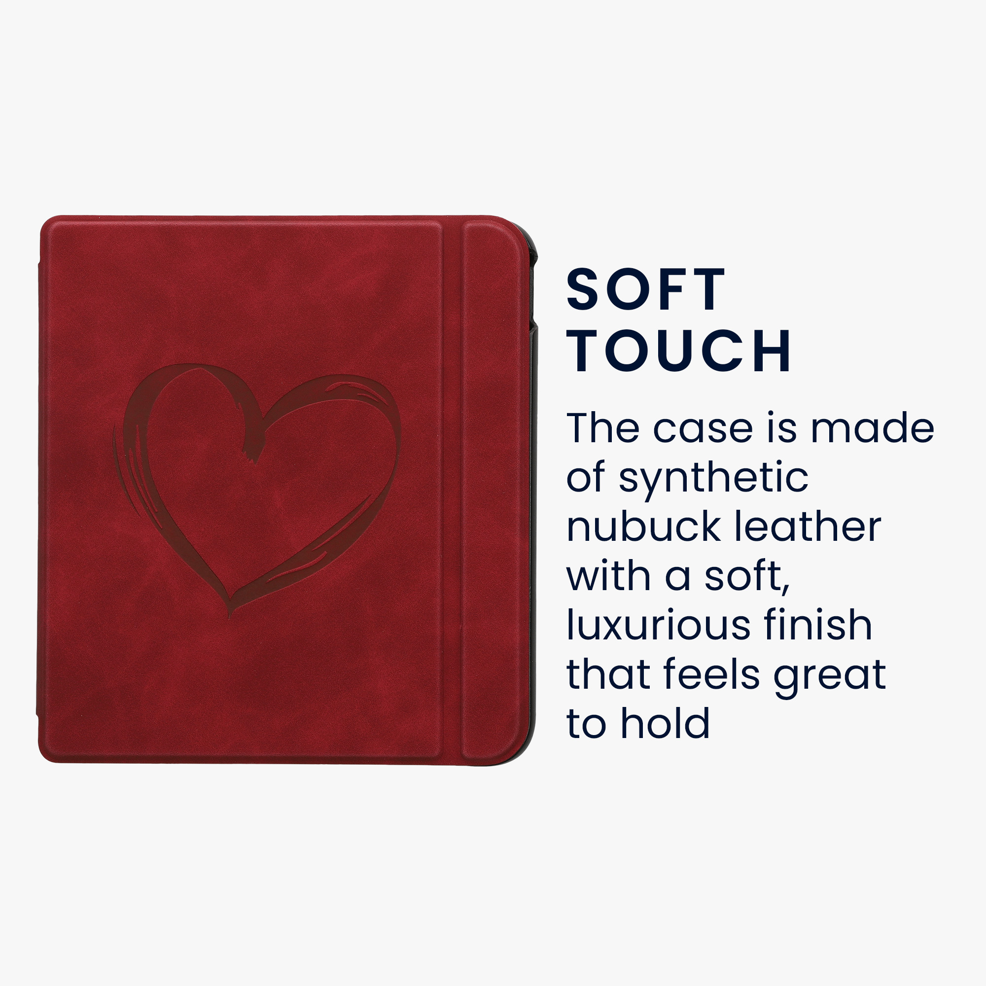 kwmobile pouzdro na čtečku Kobo Libra Colour, Brushed Heart with tmavě červená