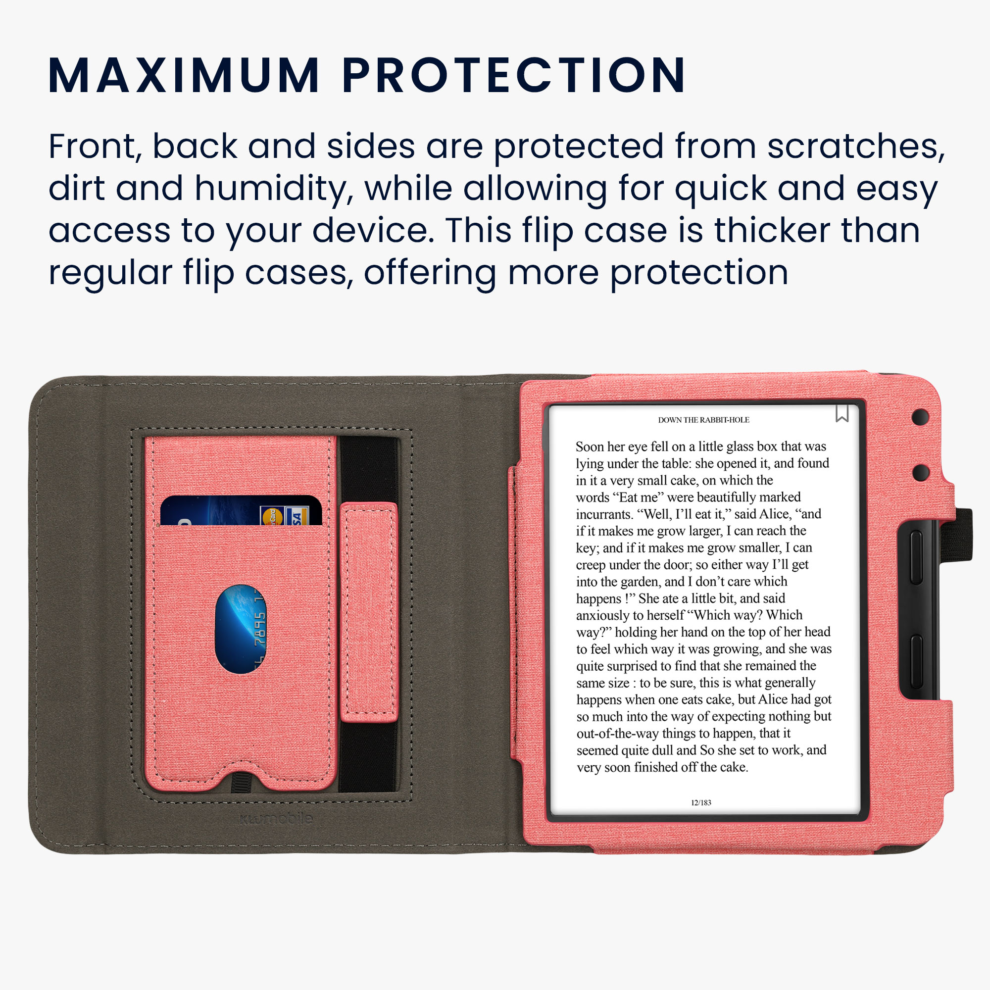 kwmobile pouzdro na čtečku Kobo Libra Colour Cover, růžová / tmavě šedá