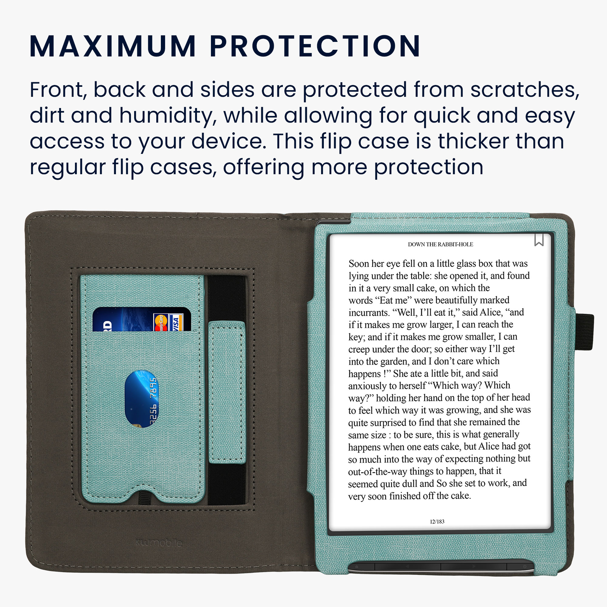 Pouzdro na čtečku kwmobile pro Pocketbook InkPad 4 / Color 3 / Color… - mátová / tmavě šedá