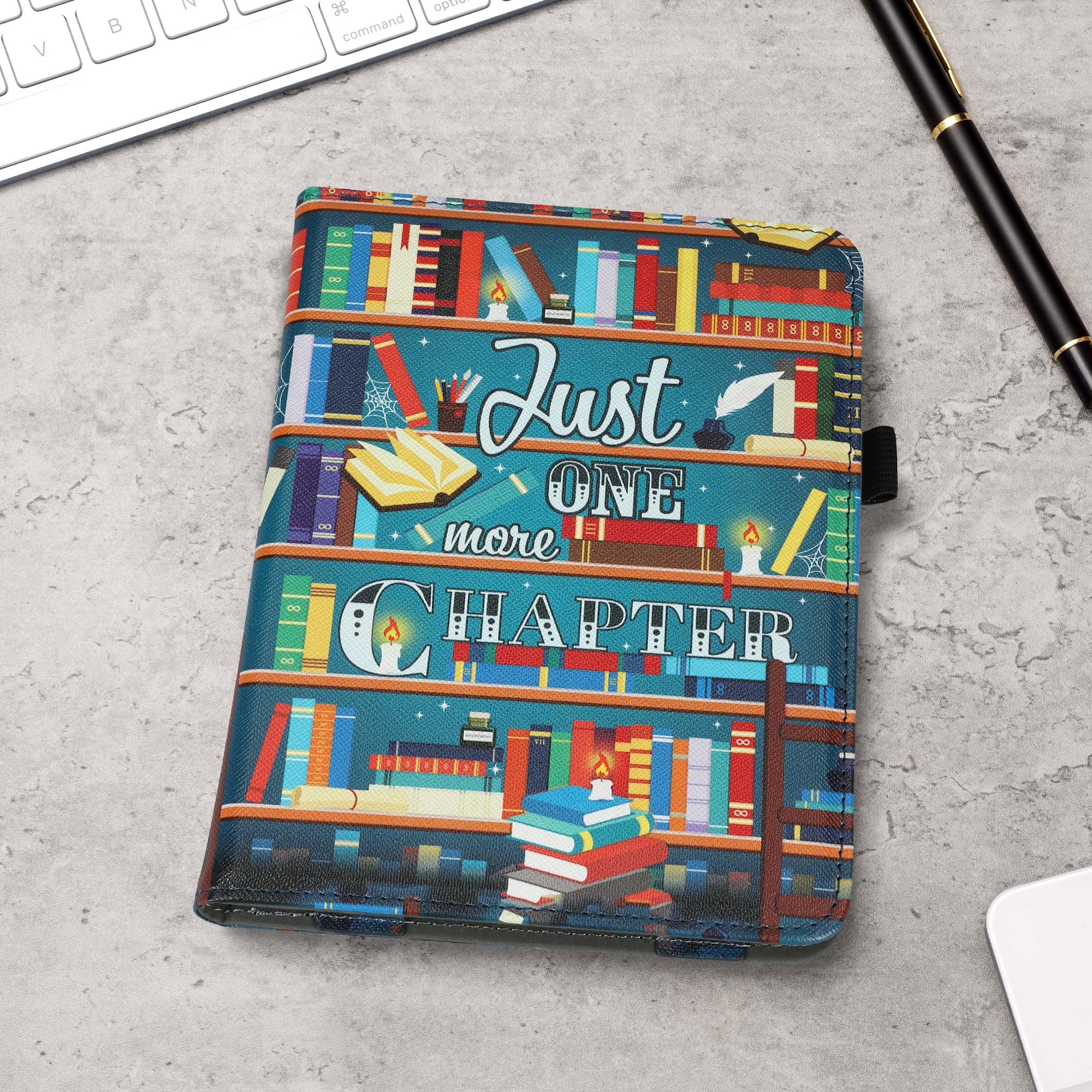 Pouzdro na čtečku kwmobile Kindle Paperwhite 2024 / Colorsoft - Library Motto multicolor