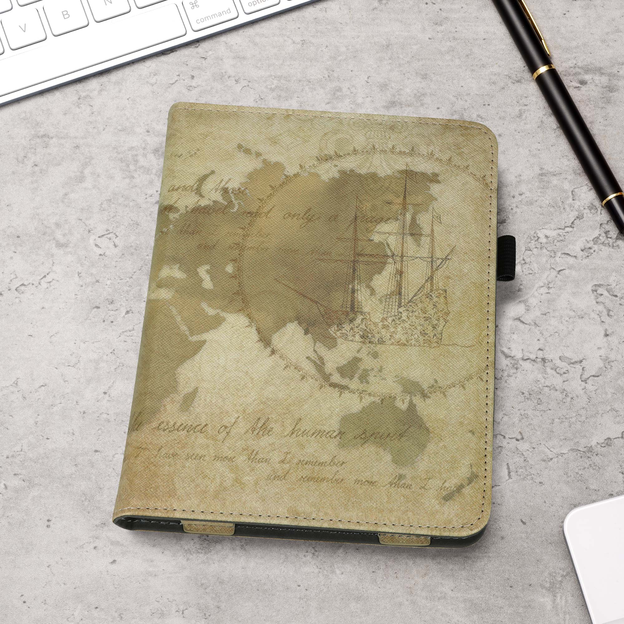 Pouzdro na čtečku kwmobile Kindle Paperwhite 2024 / Colorsoft - Travel Vintage hnědá / světle hnědá