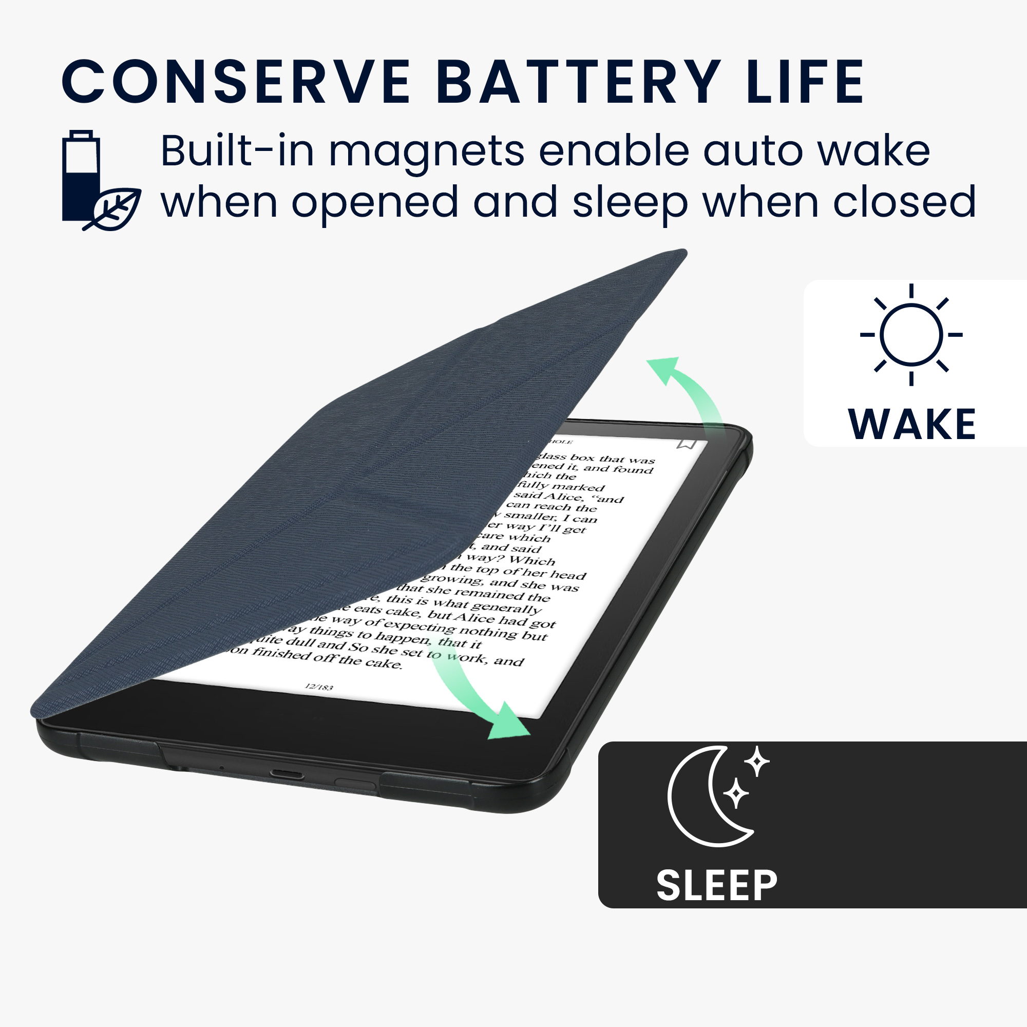 Obal pro Amazon Kindle Paperwhite (2024)/Colorsoft kwmobile se stojánkem tenké z eko kůže - tmavě modrá