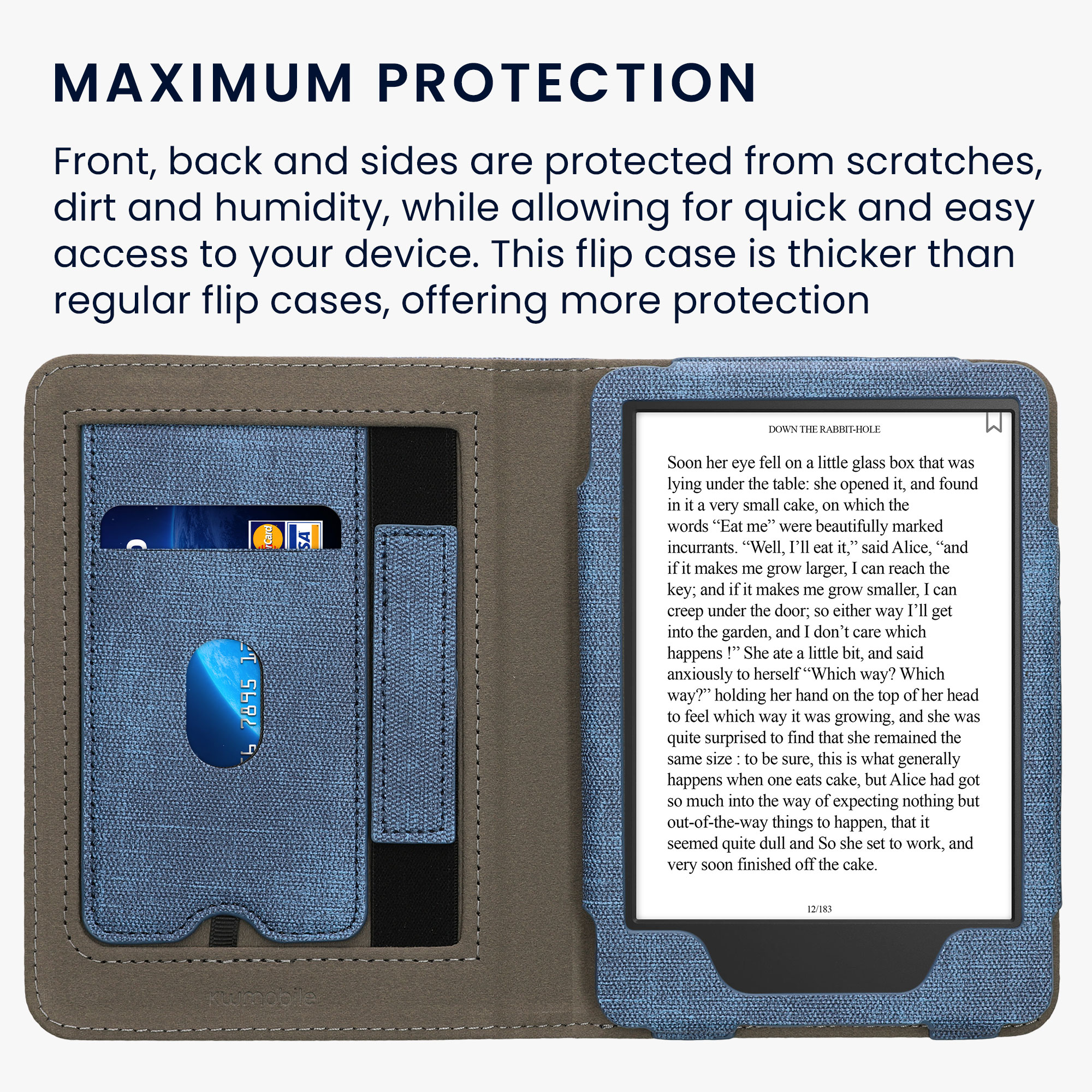 Pouzdro na čtečku kwmobile pro Amazon Kindle (2022/2024) - tmavě modrá / tmavě šedá