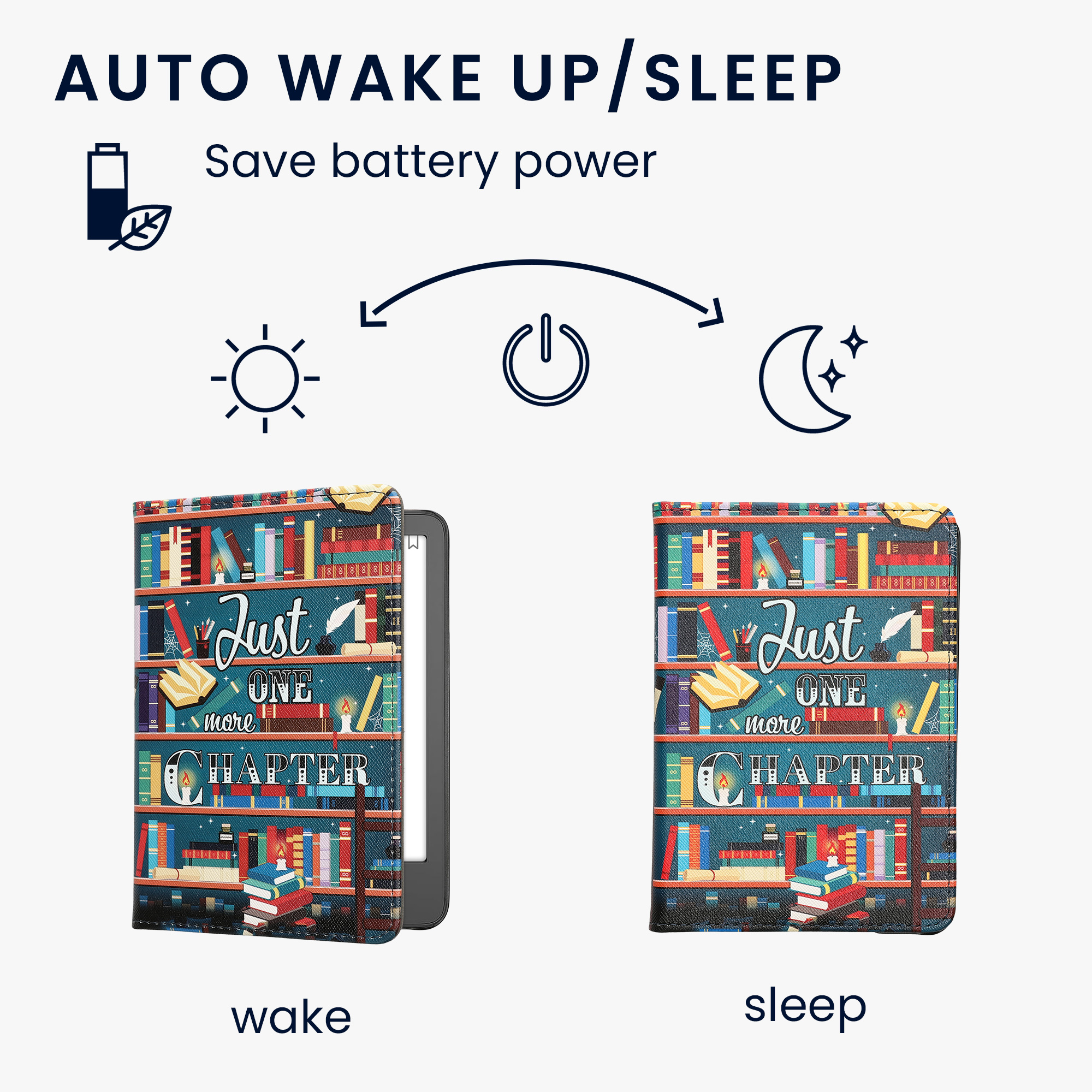 Obal pro Amazon Kindle (2022/2024) kwmobile s poutkem - motiv knihovní motto s více barev