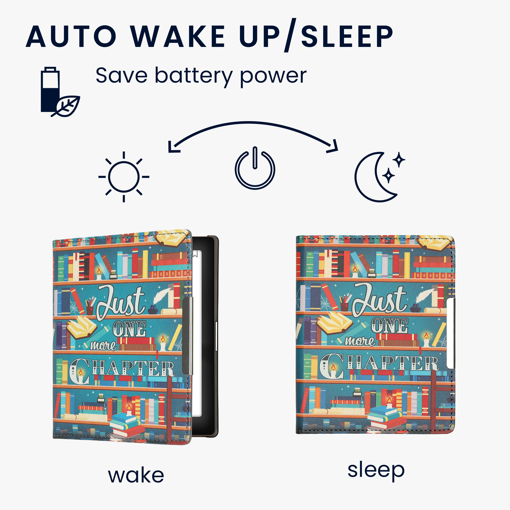 Obal pro Kobo Aura Edition 1 kwmobile s poutkem - motiv knihovní motto s více barev