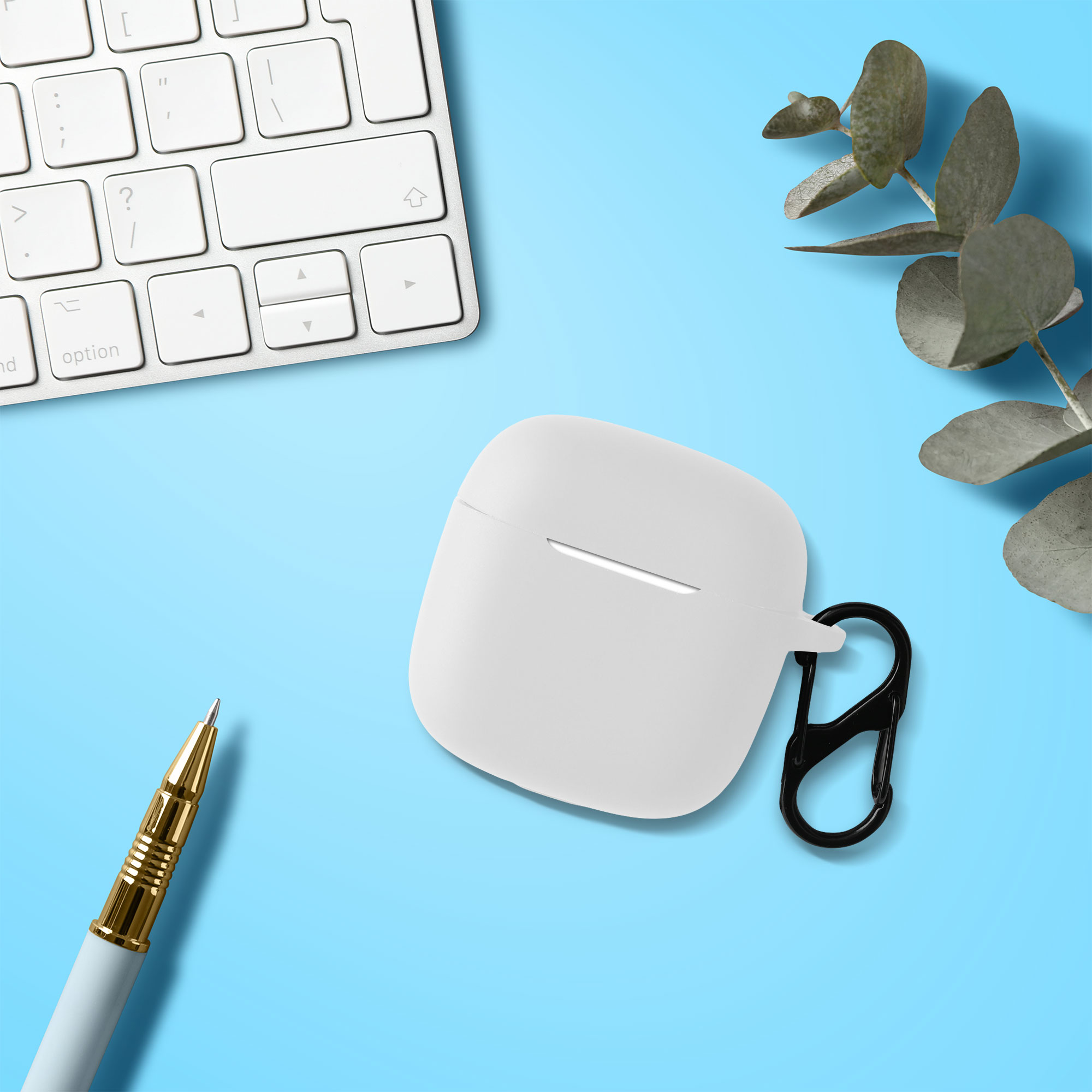 Obal pro Huawei FreeBuds SE2 / SE3 kwmobile s karabinou silikonové - bílá