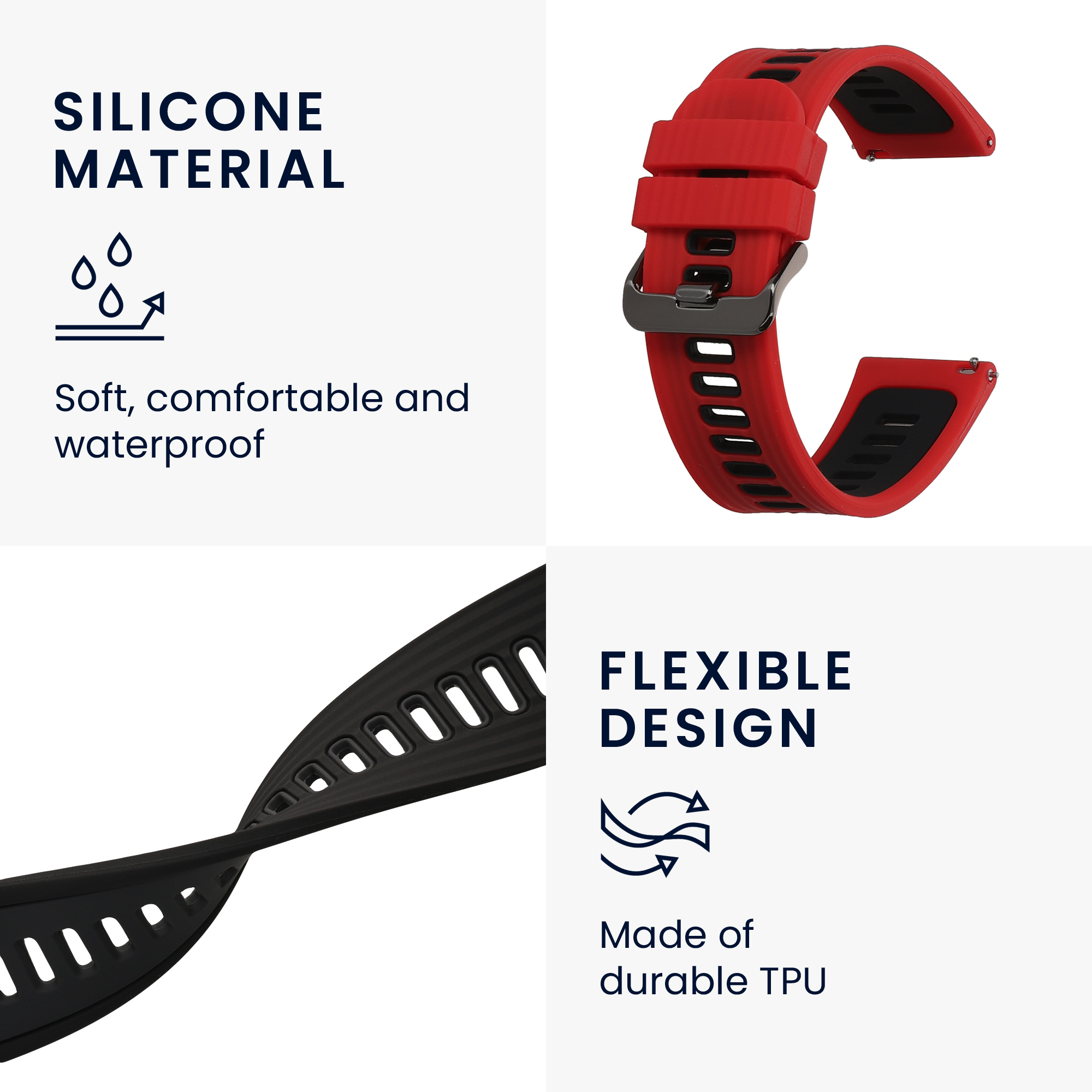 Řemínek Garmin Forerunner 255 / 255 Mu kwmobile silikon 2 ks černá / šedá