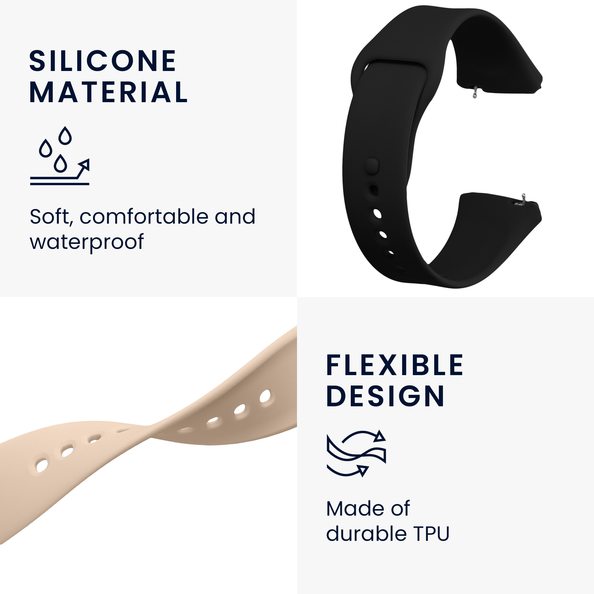 kwmobile řemínek k hodinkám Redmi Watch 3 Active - černá / béžová