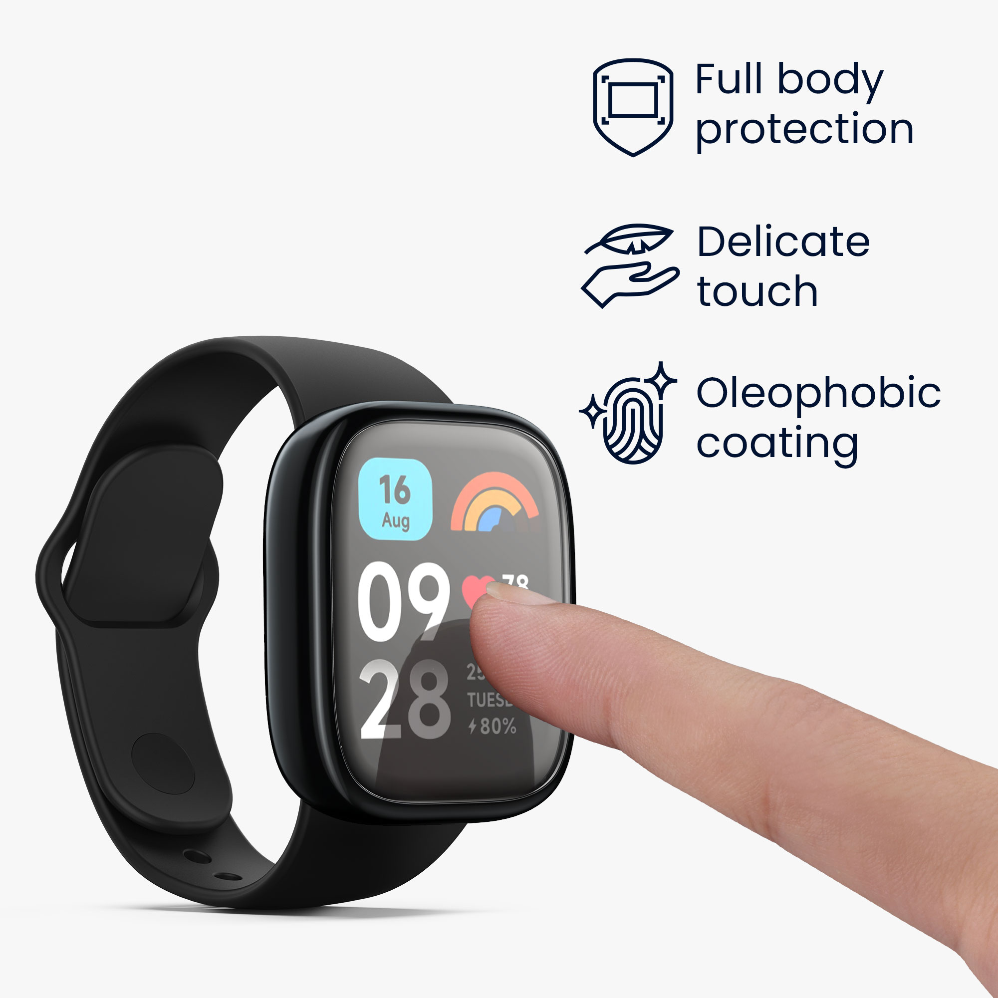 kwmobile ochranný kryt na chytré hodinky Redmi Watch 3 Active - černá / růžově zlatá