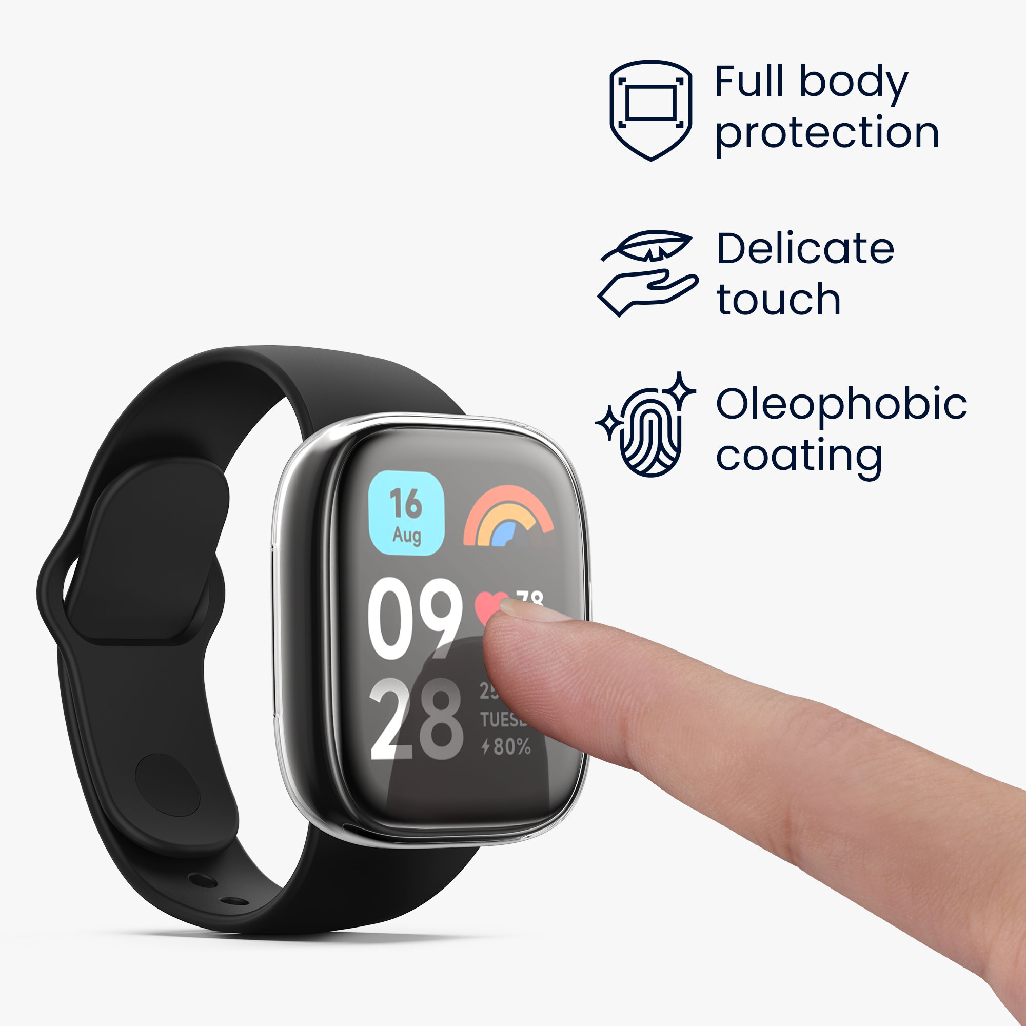kwmobile ochranný kryt na chytré hodinky Redmi Watch 3 Active - transparentní / zlatá
