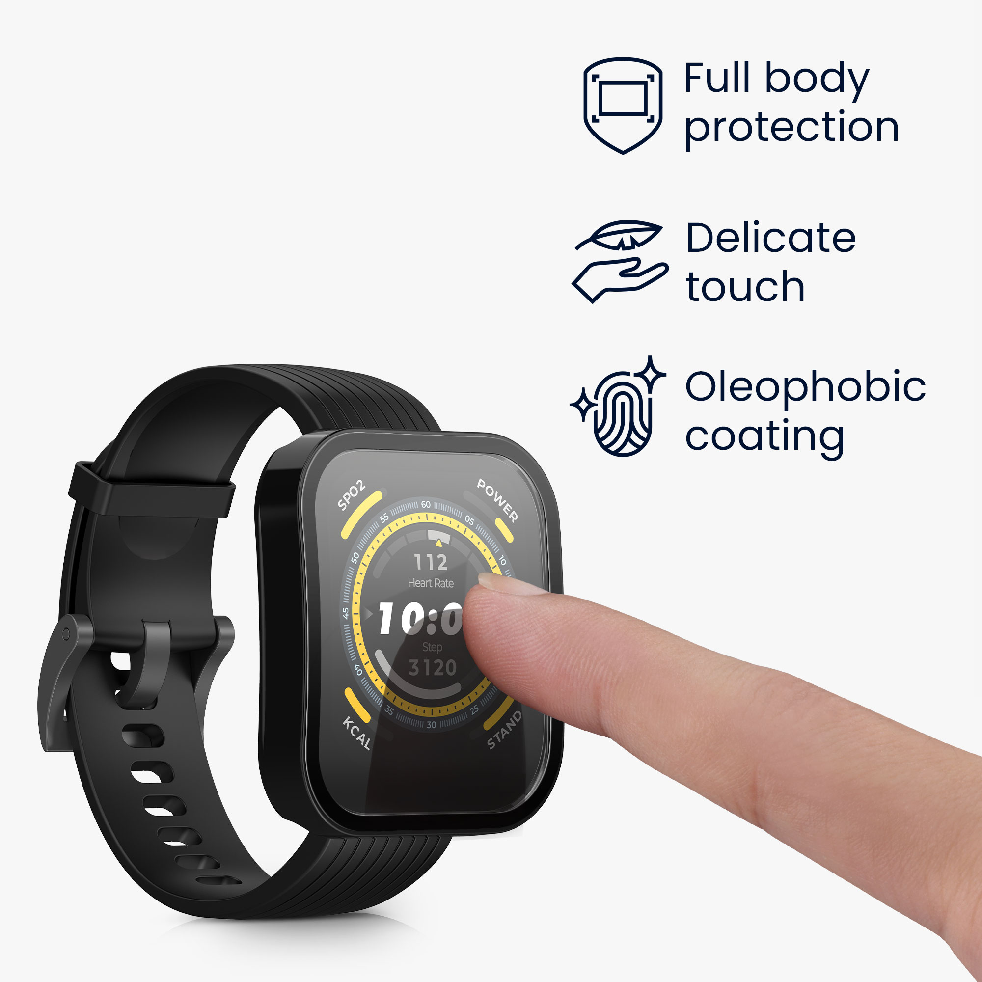 Sada 2 krytů s ochranou displeje pro Huami Amazfit Bip 5 kwmobile - černá a tmavě modrá 
