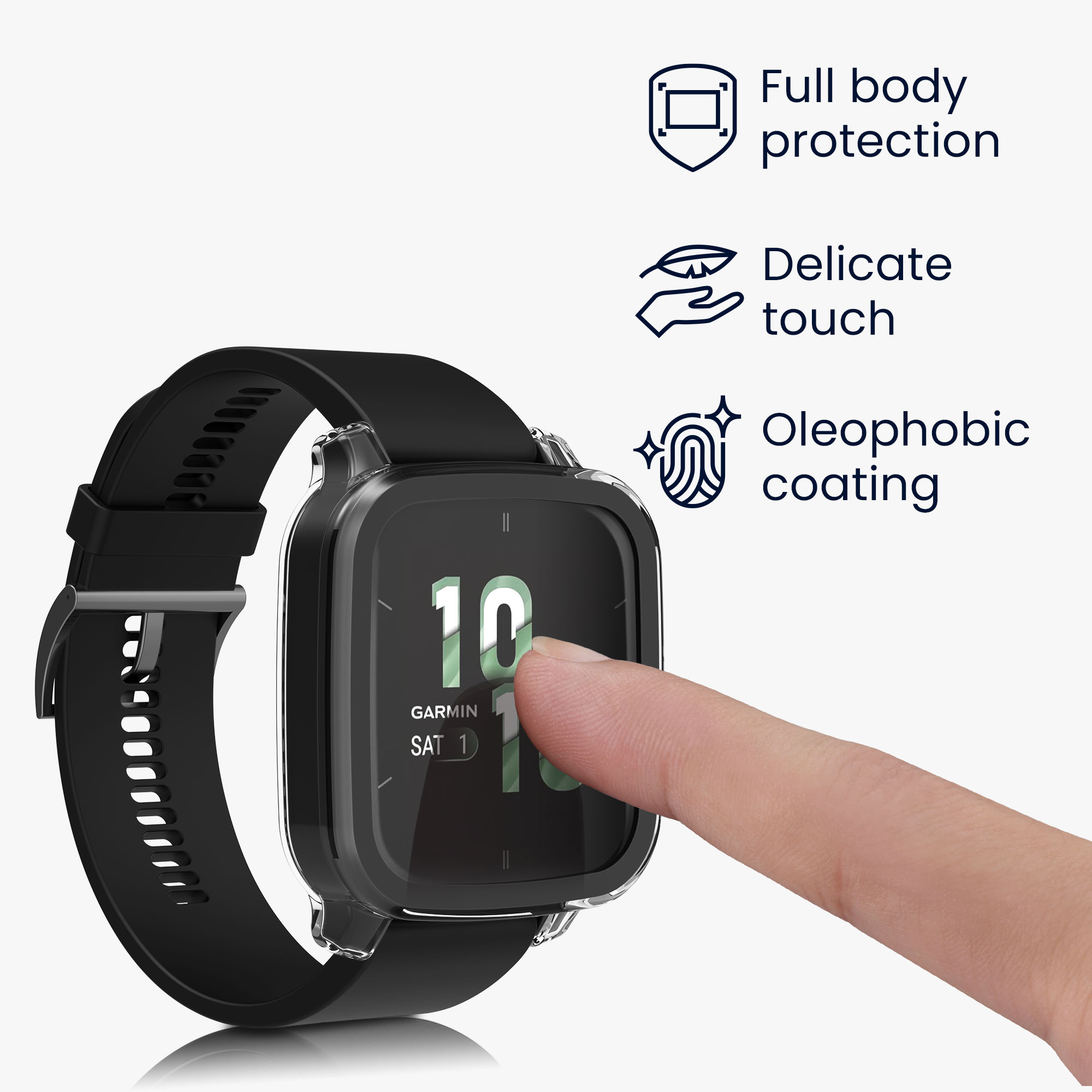 2 ks Ochranný kryt kwmobile pro Garmin Venu Sq 2 Music / Sq 2 - transparentní / černá