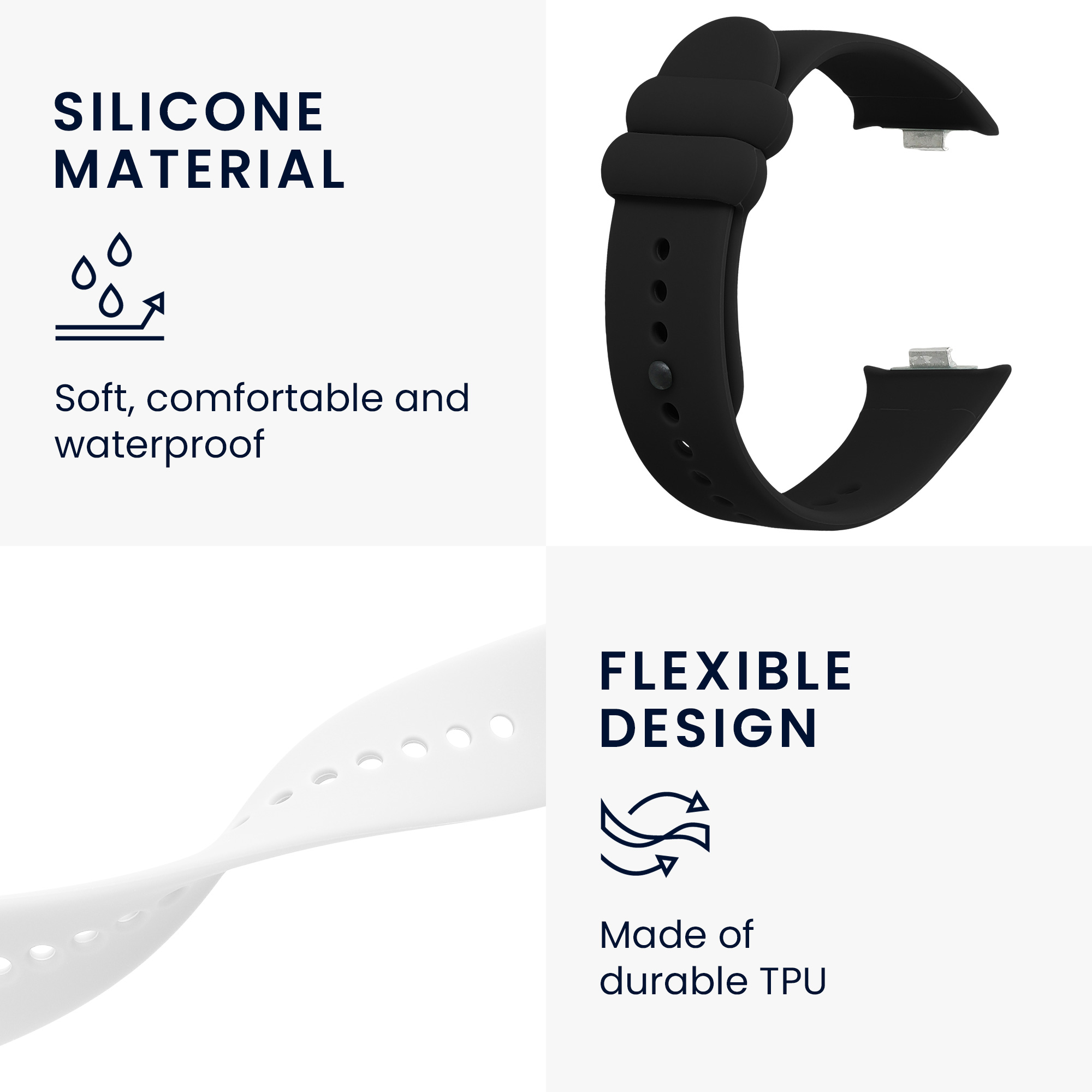 2x Řemínek Xiaomi Smart Band 8 Pro / Band 9 Pro / Redmi Watch 5 / Redmi Watch 4 kwmobile - černá / bílá