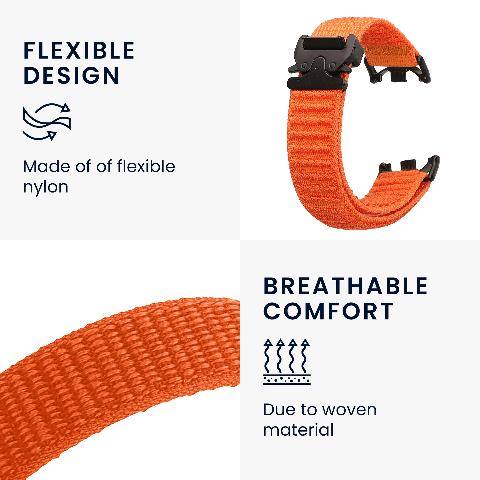 Nylonový pásek pro Xiaomi Mi Band 10 / Mi Band 9 / 8 kwmobile nylonové - oranžová matný