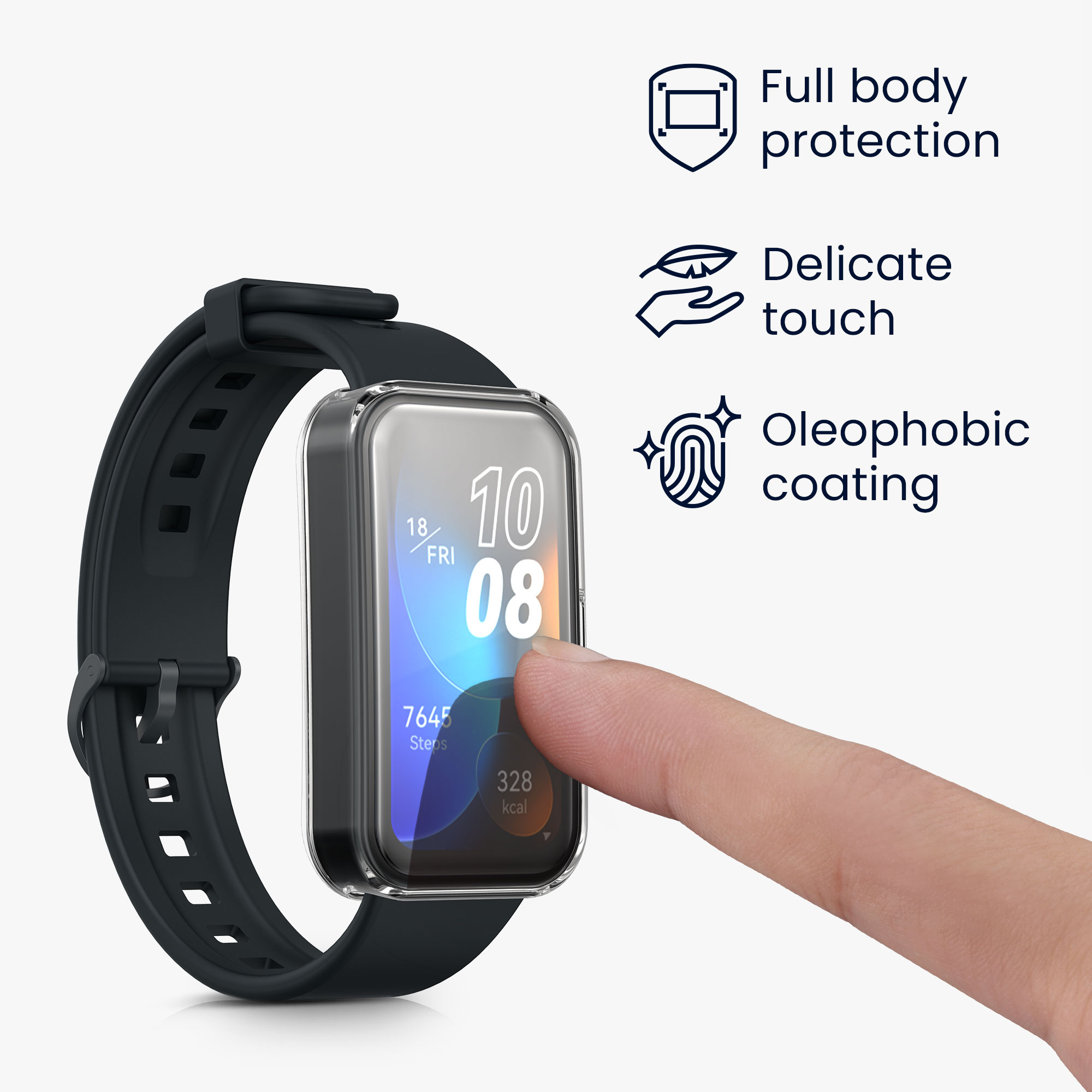 2x obal s ochranným sklem pro Huawei Band 10 / 9 / 8 kwmobile silikonové - transparentní