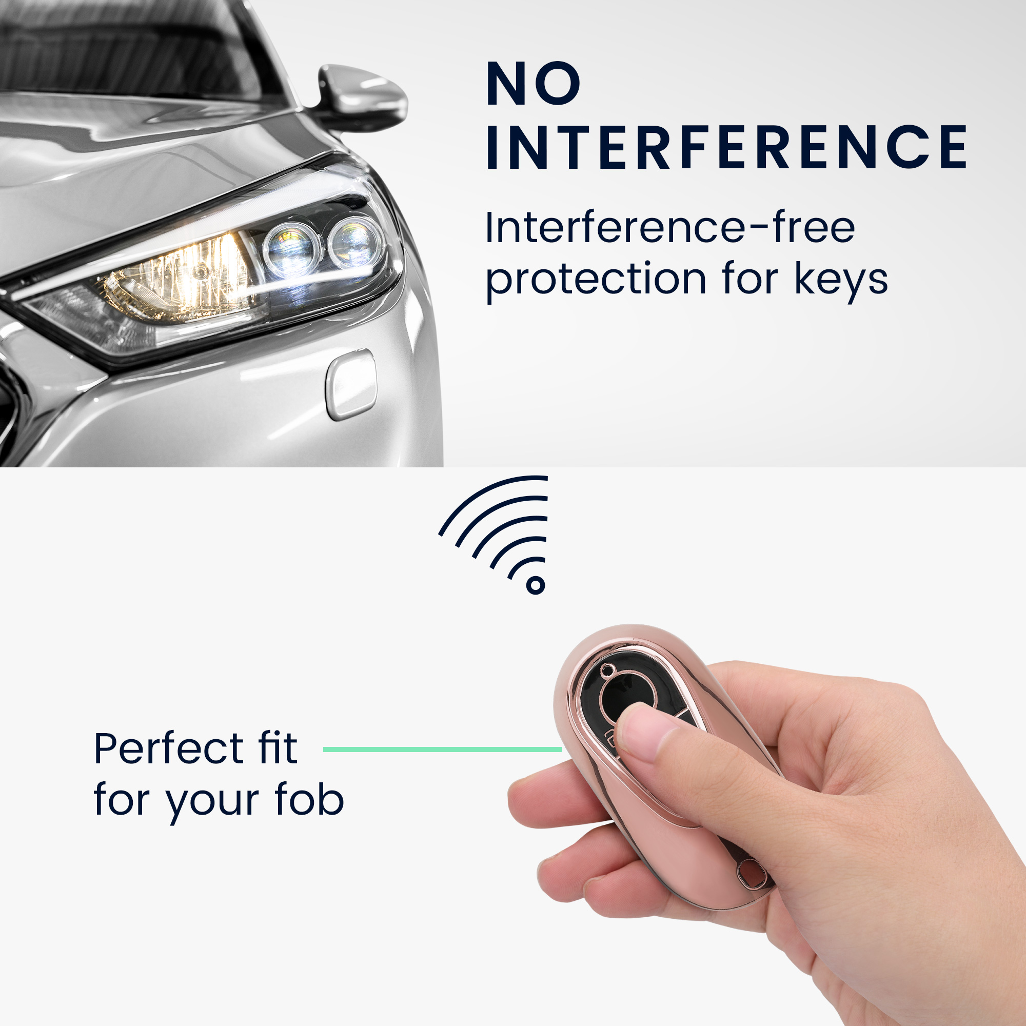 Obal na klíč od auta pro Mercedes Benz chytrý klíč se 3 tlačítky kwmobile TPU - lesklé růžové zlato