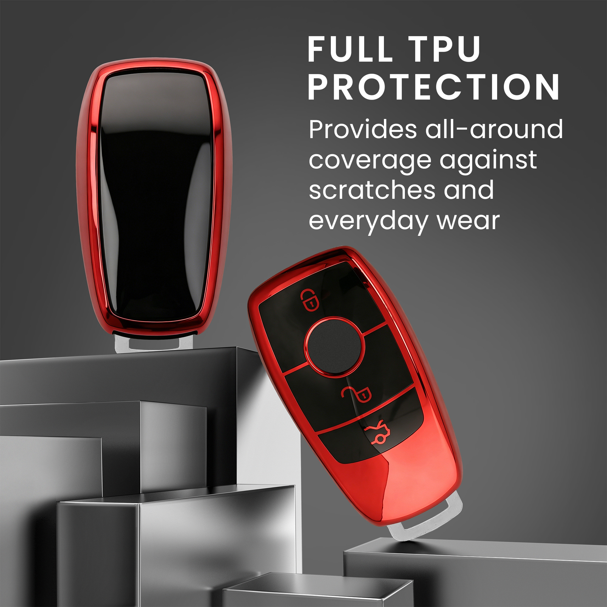 Obal na klíč od auta pro Mercedes-Benz chytrý klíč klíč od auta (only Keyless) kwmobile TPU - lesklá červená