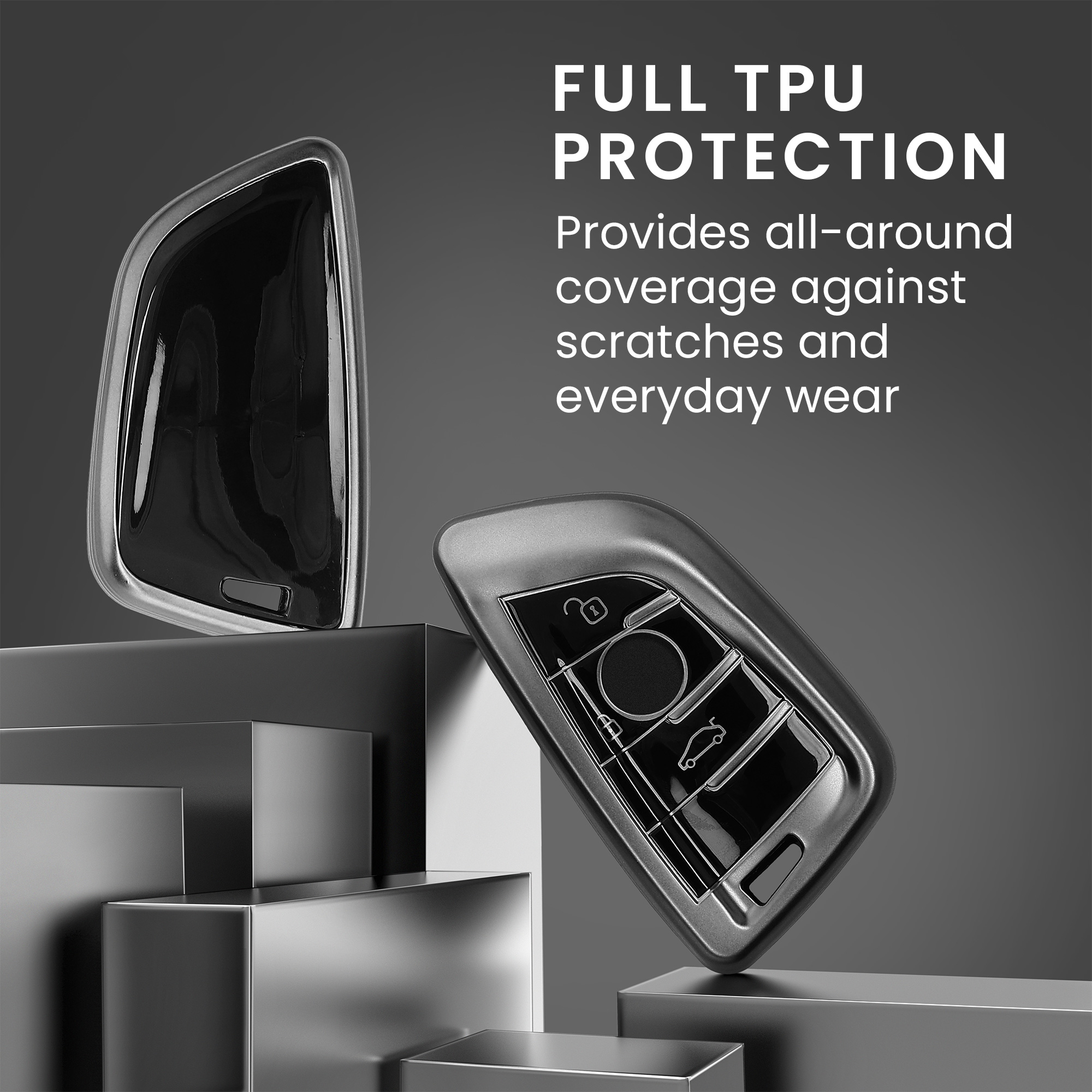 Tpu pouzdro na klíč od auta BMW 3 tlačítka Smart Key protiskluzové matně černé