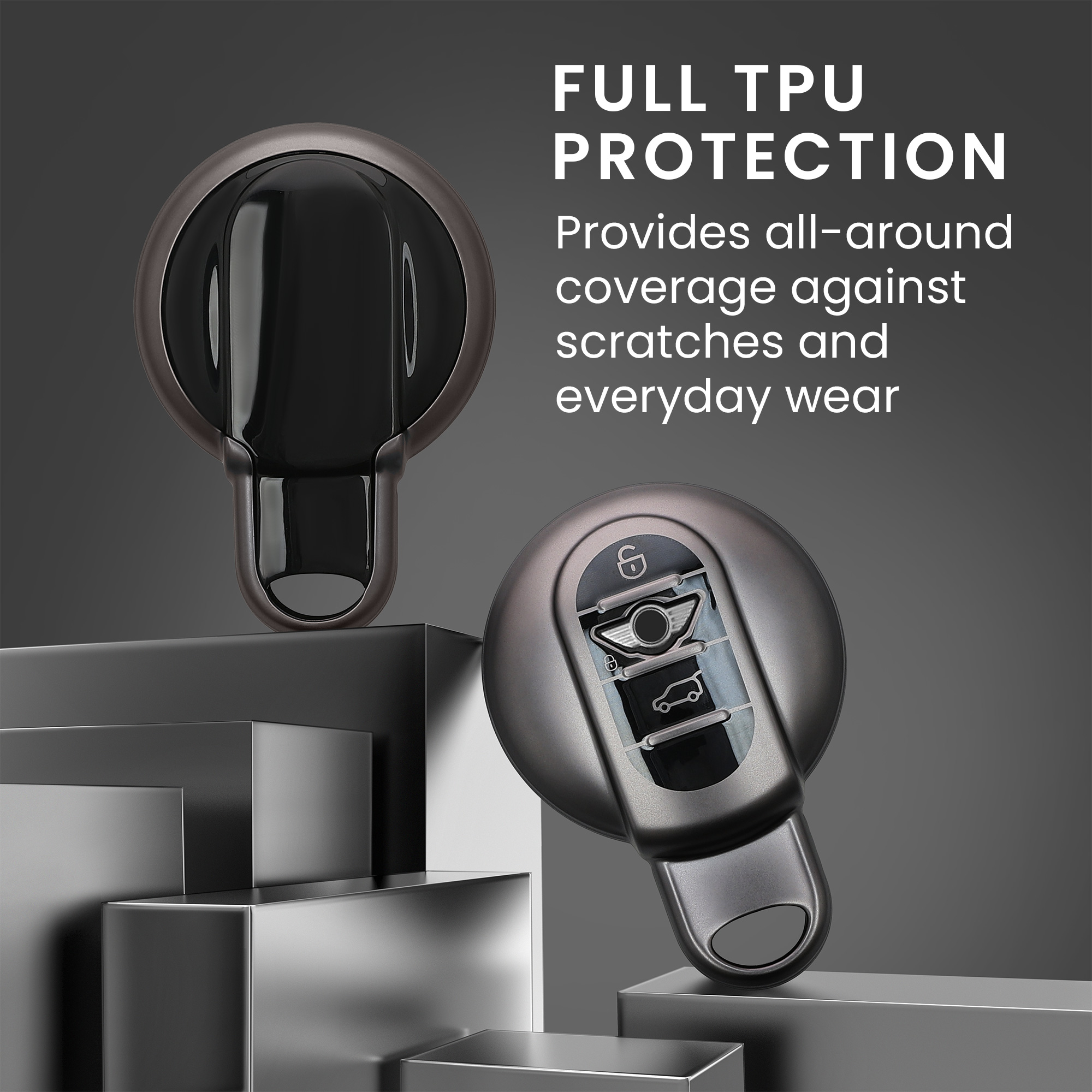 Pouzdro na autoklíč kwmobile pro Mini 3 Button - Matná černá / černá