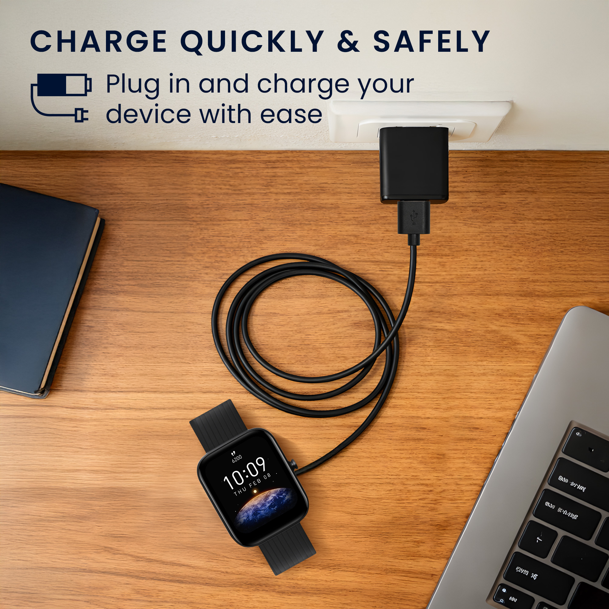 Nabíjecí kabel pro Huami Amazfit Bip 3 / 3 Pro / Bip 5 / Amazfit Active EDGE / T-Rex / Zepp E kwmobile - černá