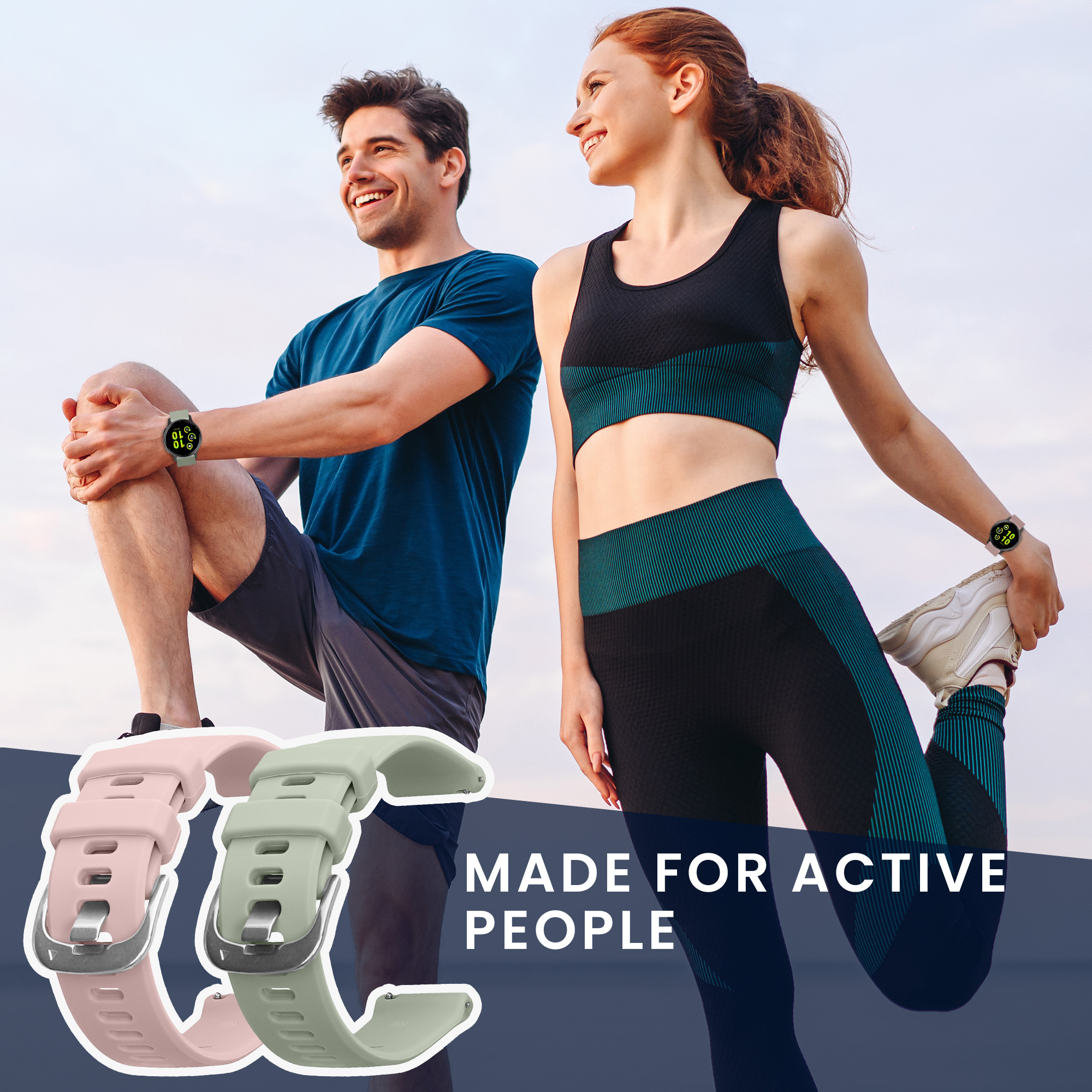 Řemínky pro Garmin vivoactive 5 / active 5 kwmobile silikonové - pastelově zelená / levandulová