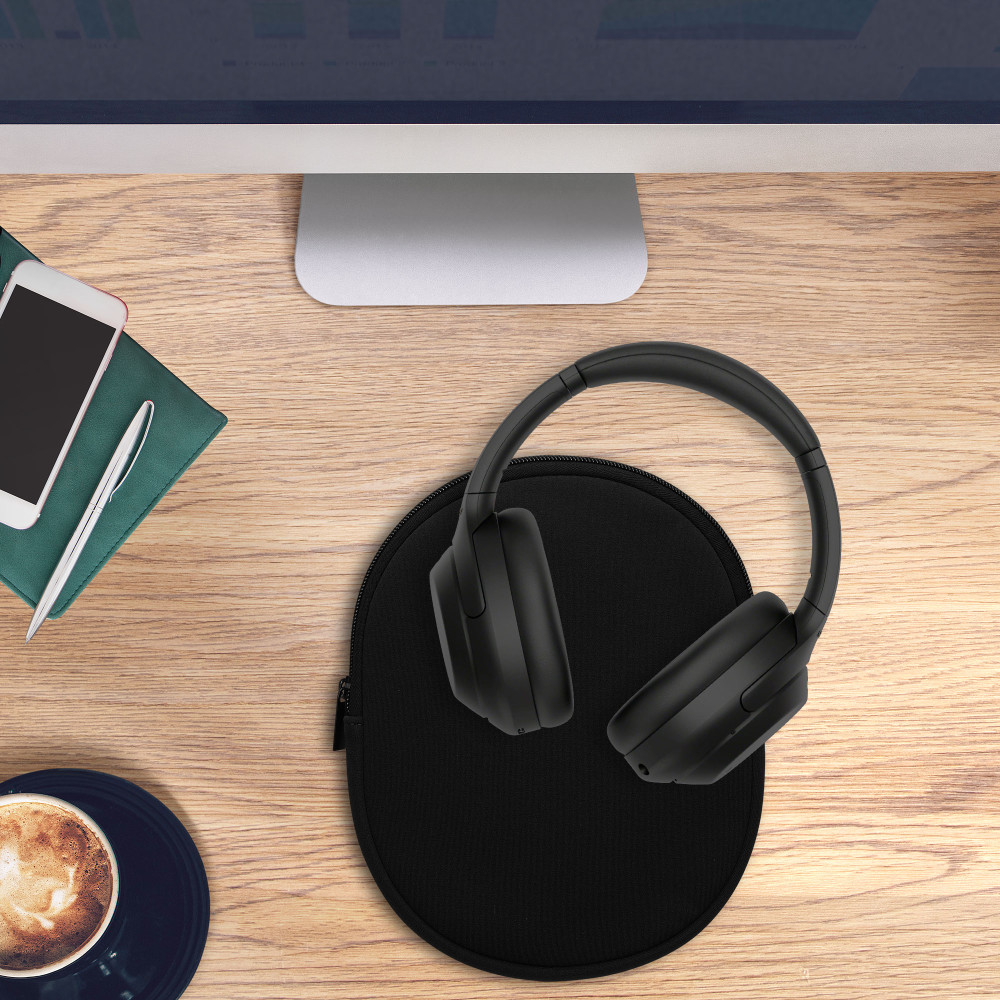 Pouzdro na sluchátka kwmobile pro WH-1000XM4 / WH-1000XM3 / Jabra Evolve 20