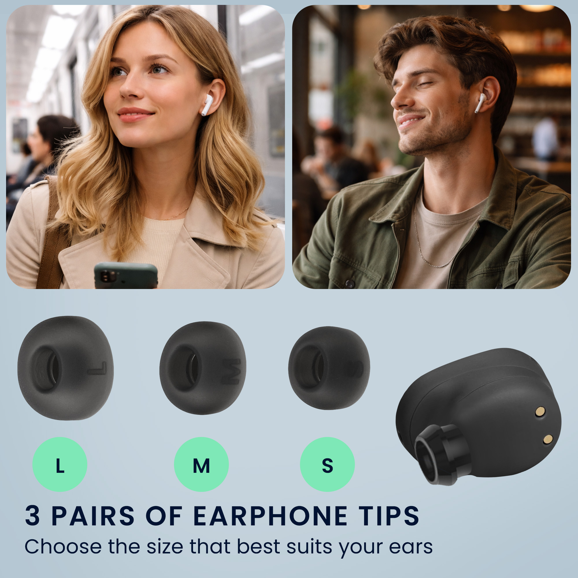 Špunty do sluchátek kwmobile 6 ks pro JBL Tune Buds - černá