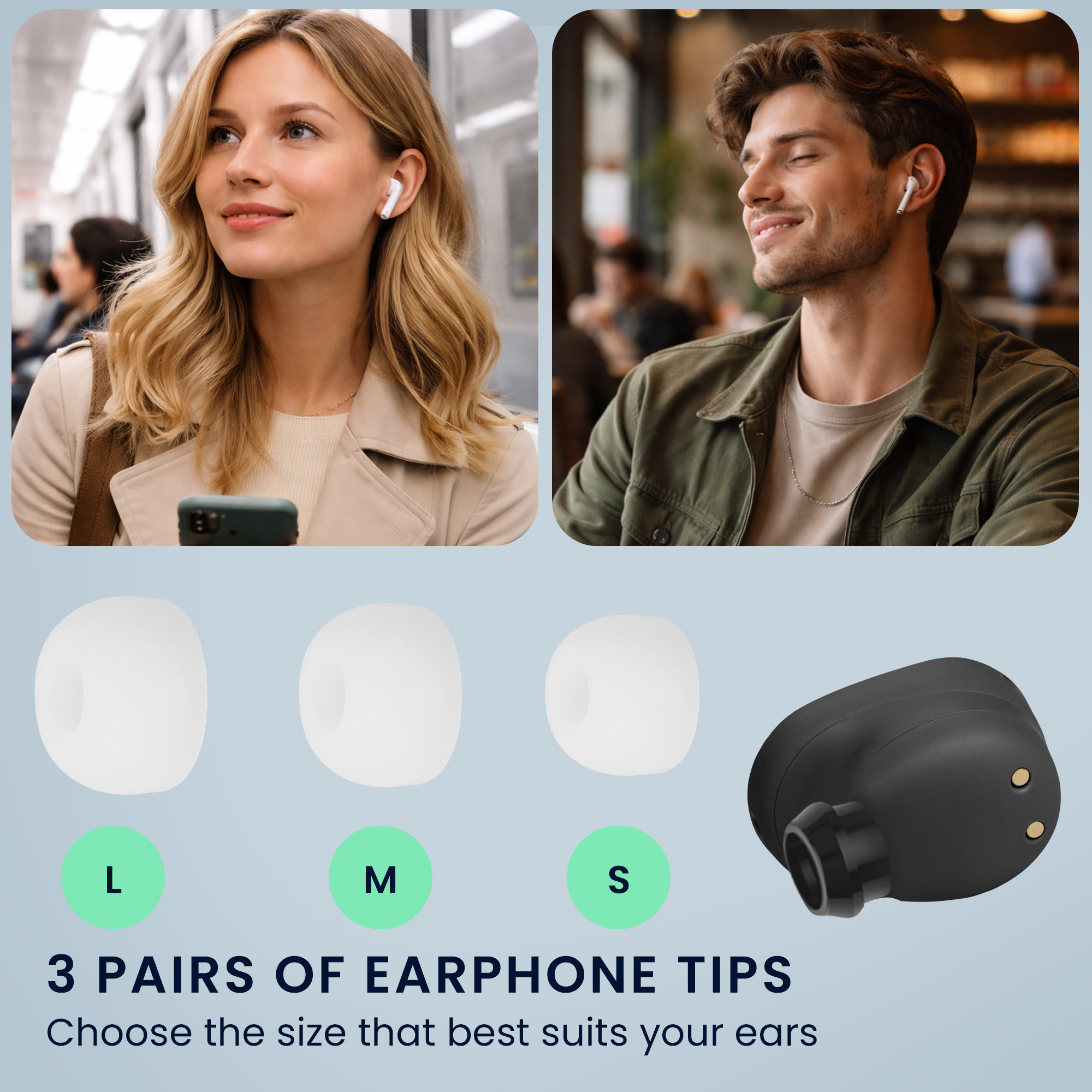 Špunty do sluchátek kwmobile 6 ks pro JBL Tune Buds - bílá